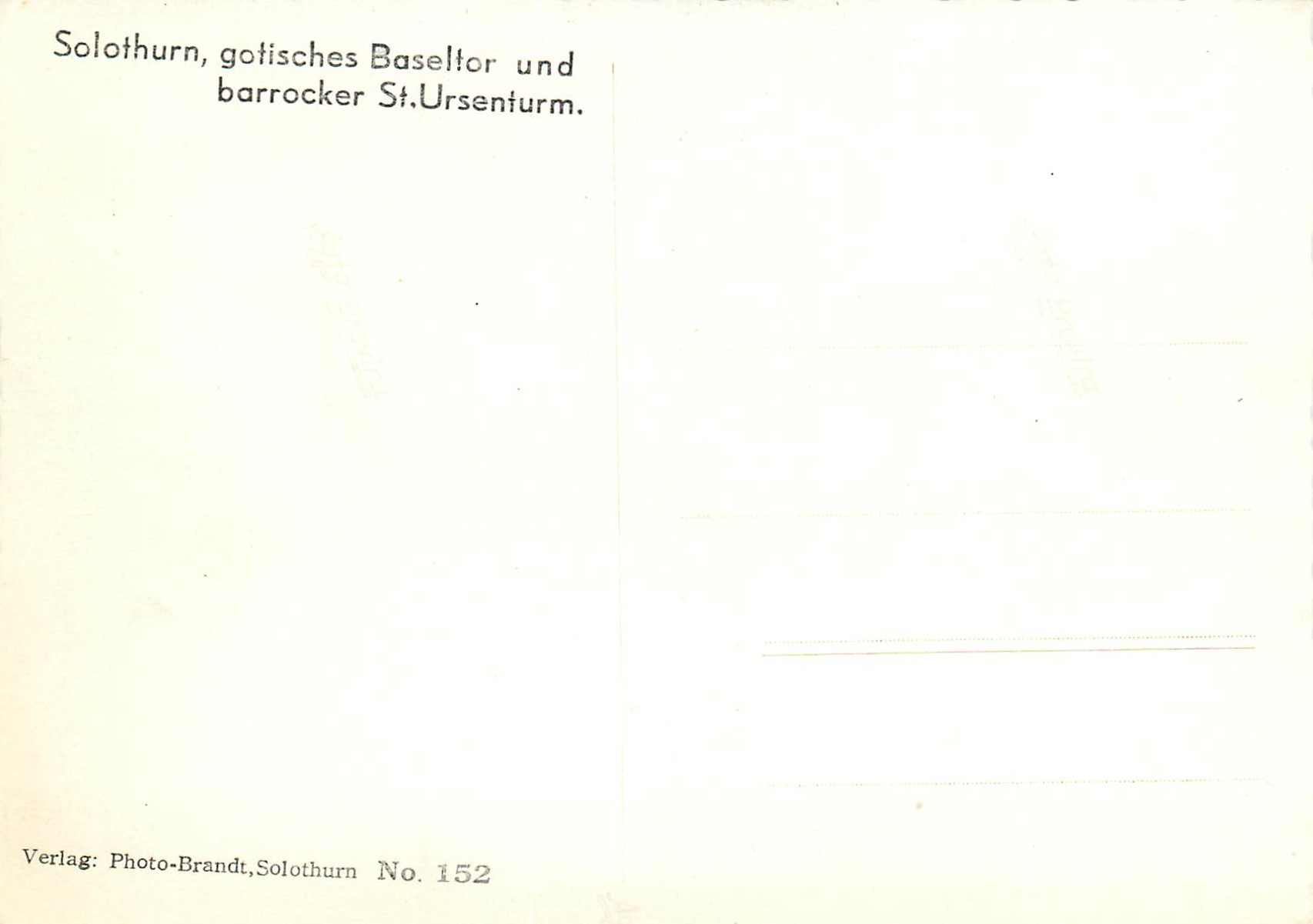 CPM Solothurn gotisches baseltor und barrocker st Ursenturm — Rückseite