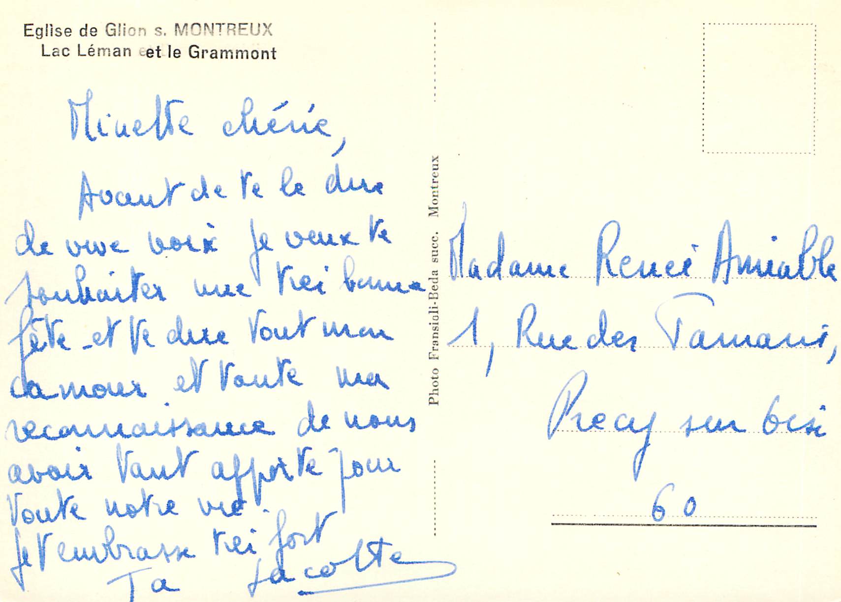 CPM Montreux Eglise de Glion Lac Leman et le Grammont — Rückseite