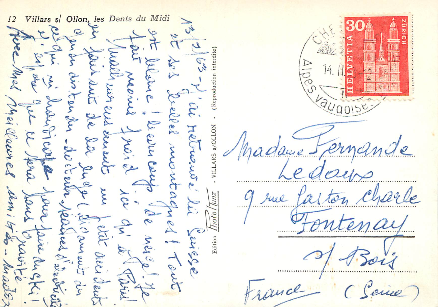 CPM Villars S Ollon les Dents du Midi — Rückseite