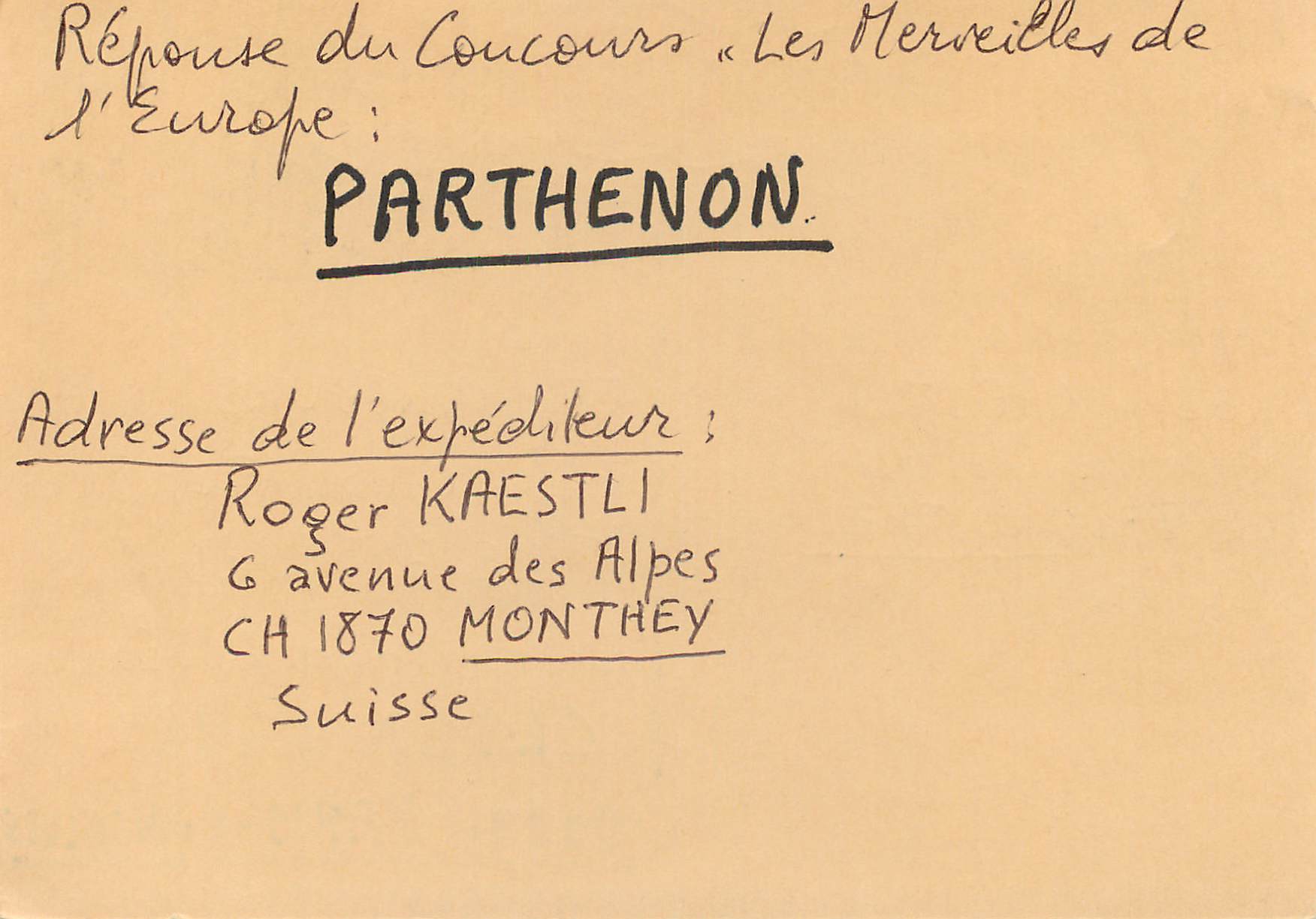 Entier Postal Suisse 1993 pour Paris — Back