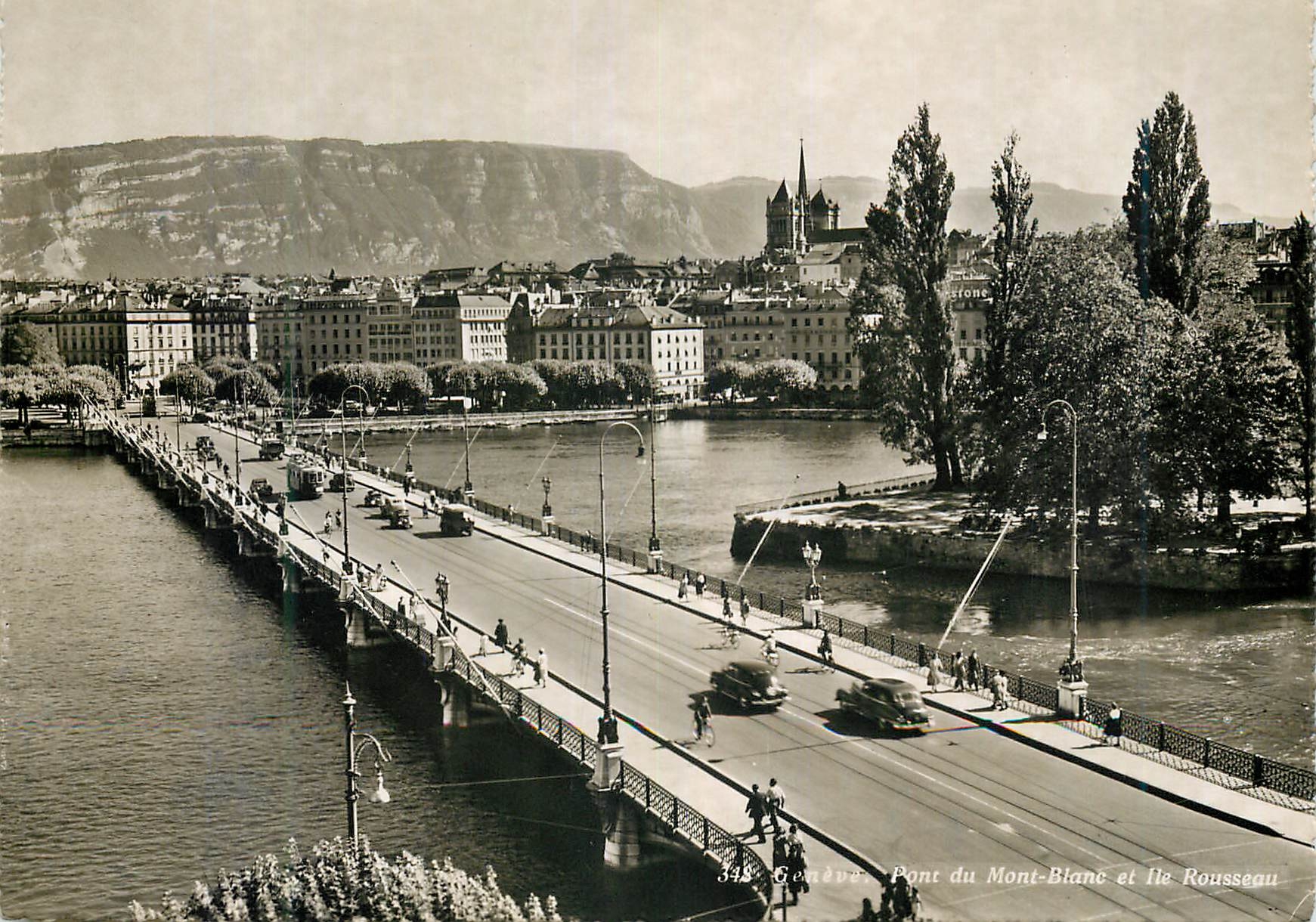 CPM Geneve Pont du Mont-Blanc et ile Rousseau