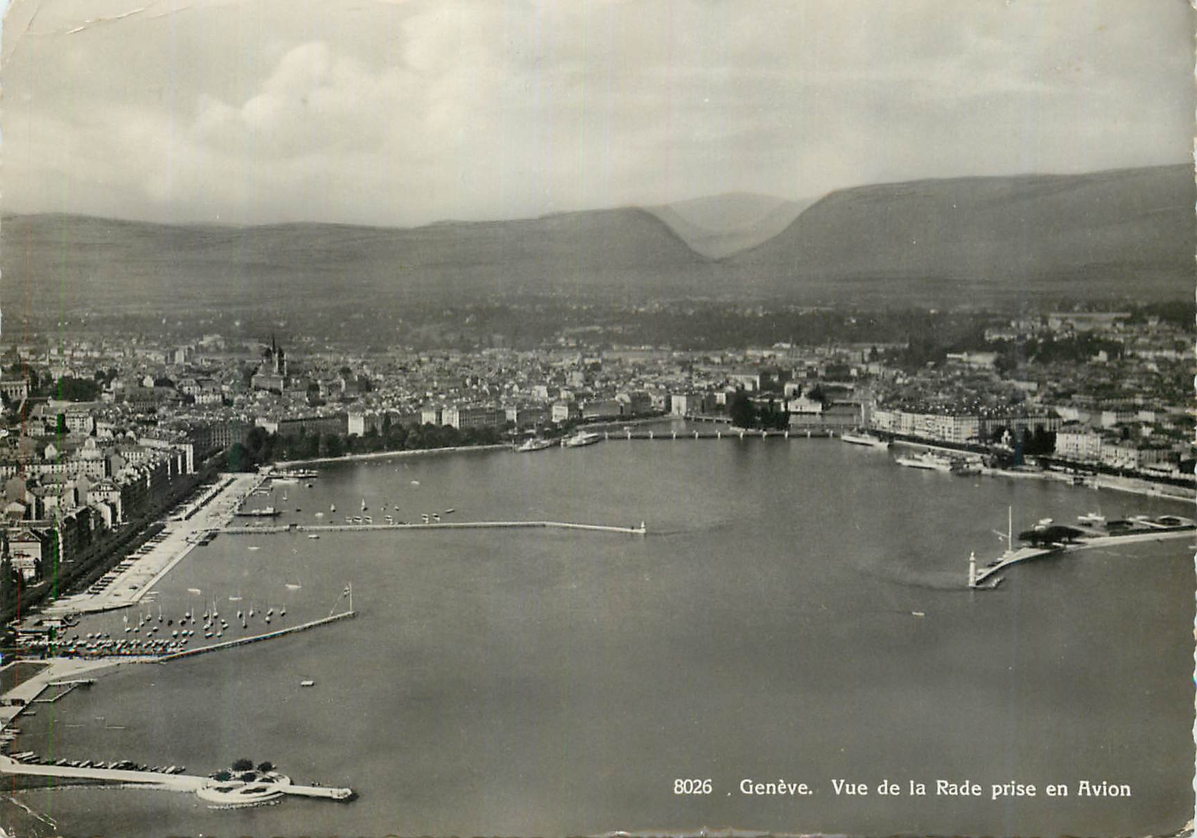 CPM Geneve Vue de la Rade prise en Avion