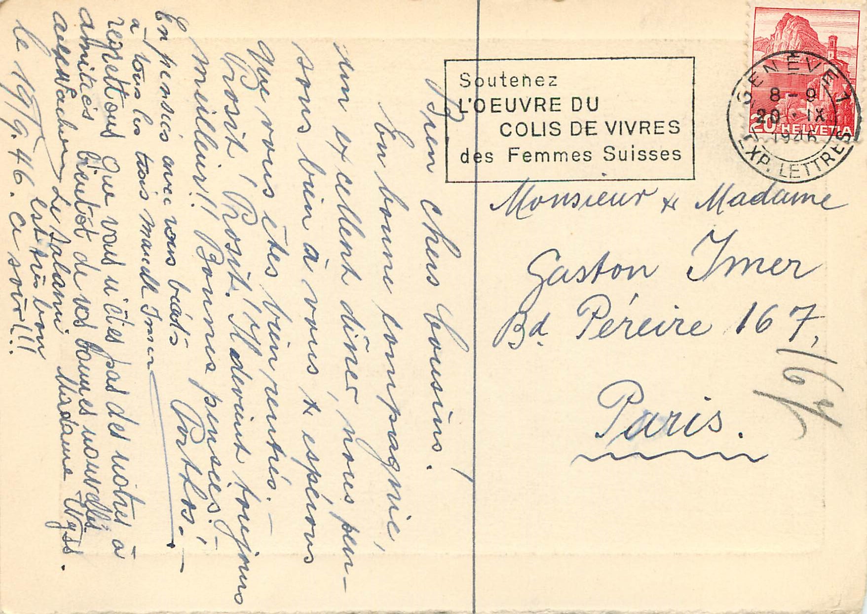CPM Geneve La Pallanterie — Verso