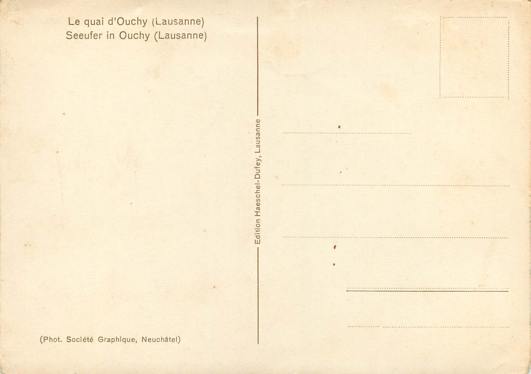 CPM Lausanne (Suisse) Le quai d'Ouchy — Verso