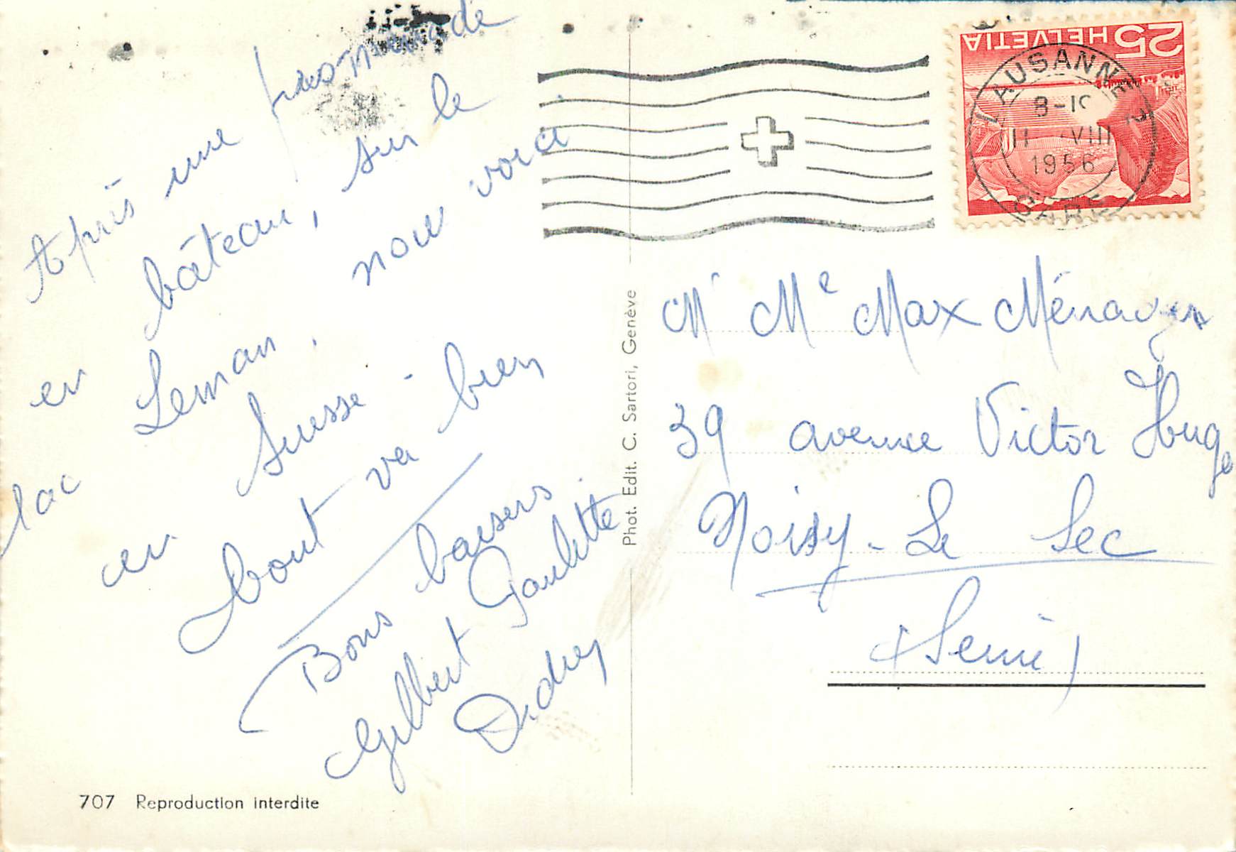 CPM Lausanne Souvenir de Lausanne Ouchy — Verso
