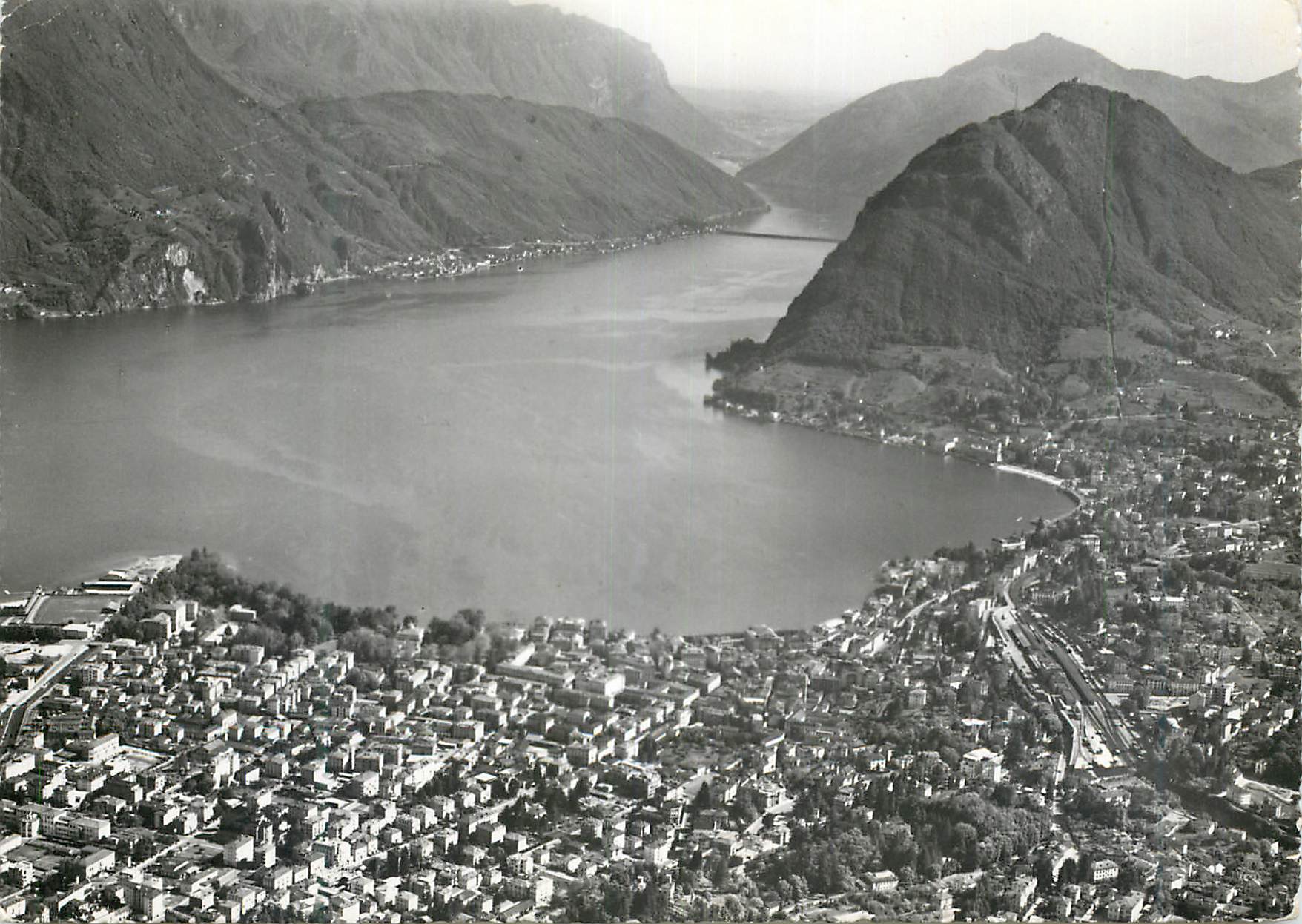 CPM Lugano col Monte S Salvatore Veduta acrea