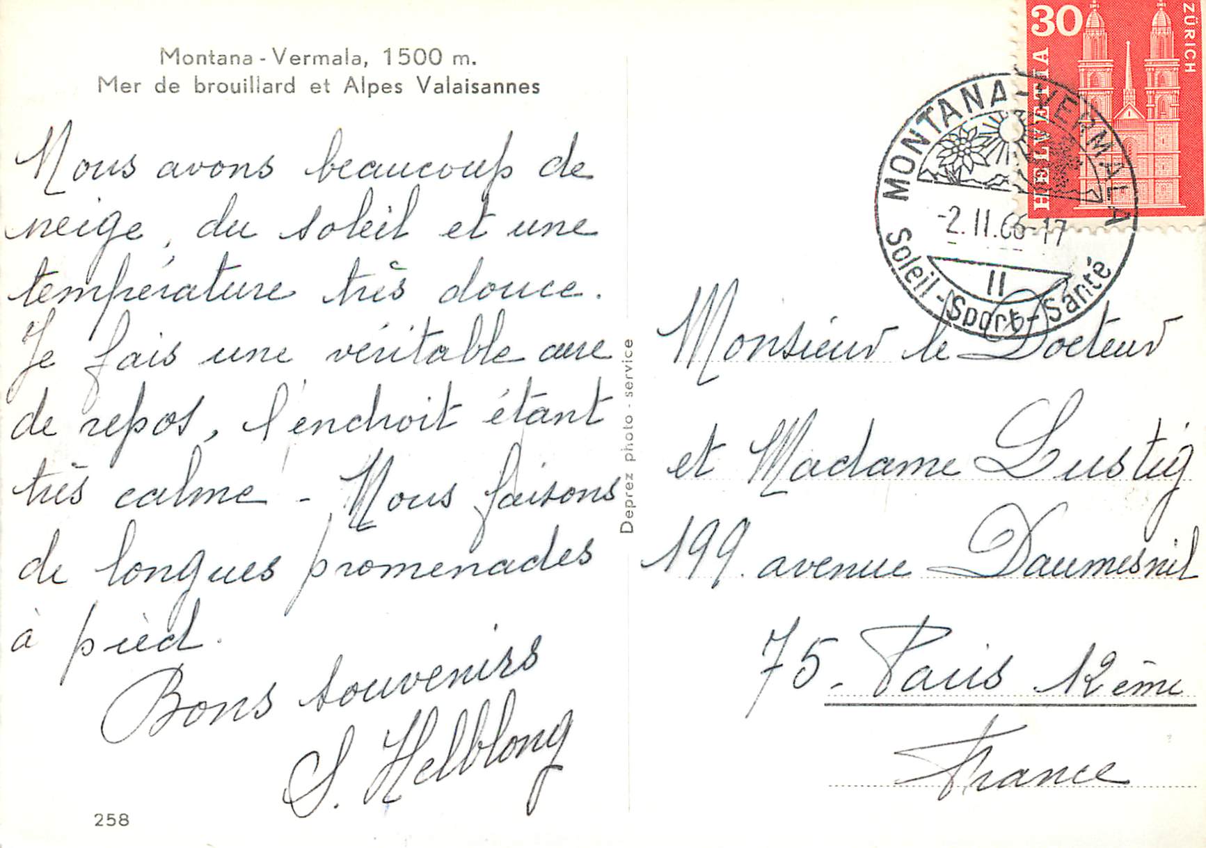 CPM Montana-Vermala Mer de brouillard et Alpes Valaisannes — Rückseite