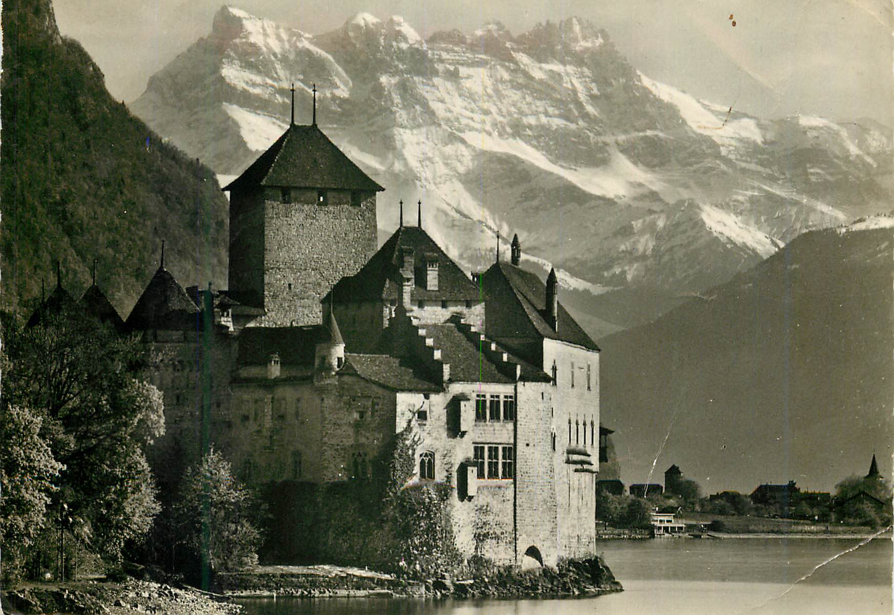 Montreux, Château de Chillon et les Dents du Midi — Éditions Jaeger, n° 8201