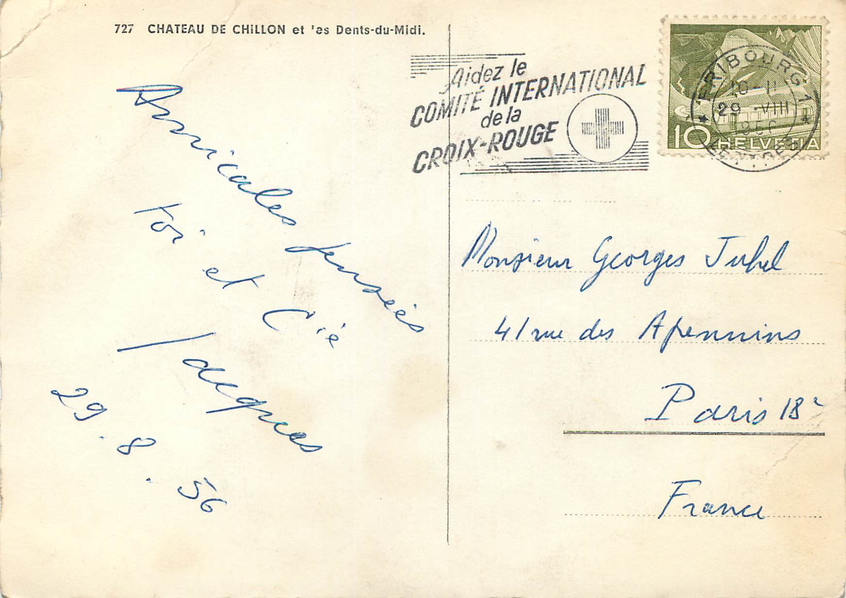 CPM Montreux Chateau de Chillon et les Dents-du-Midi — Rückseite