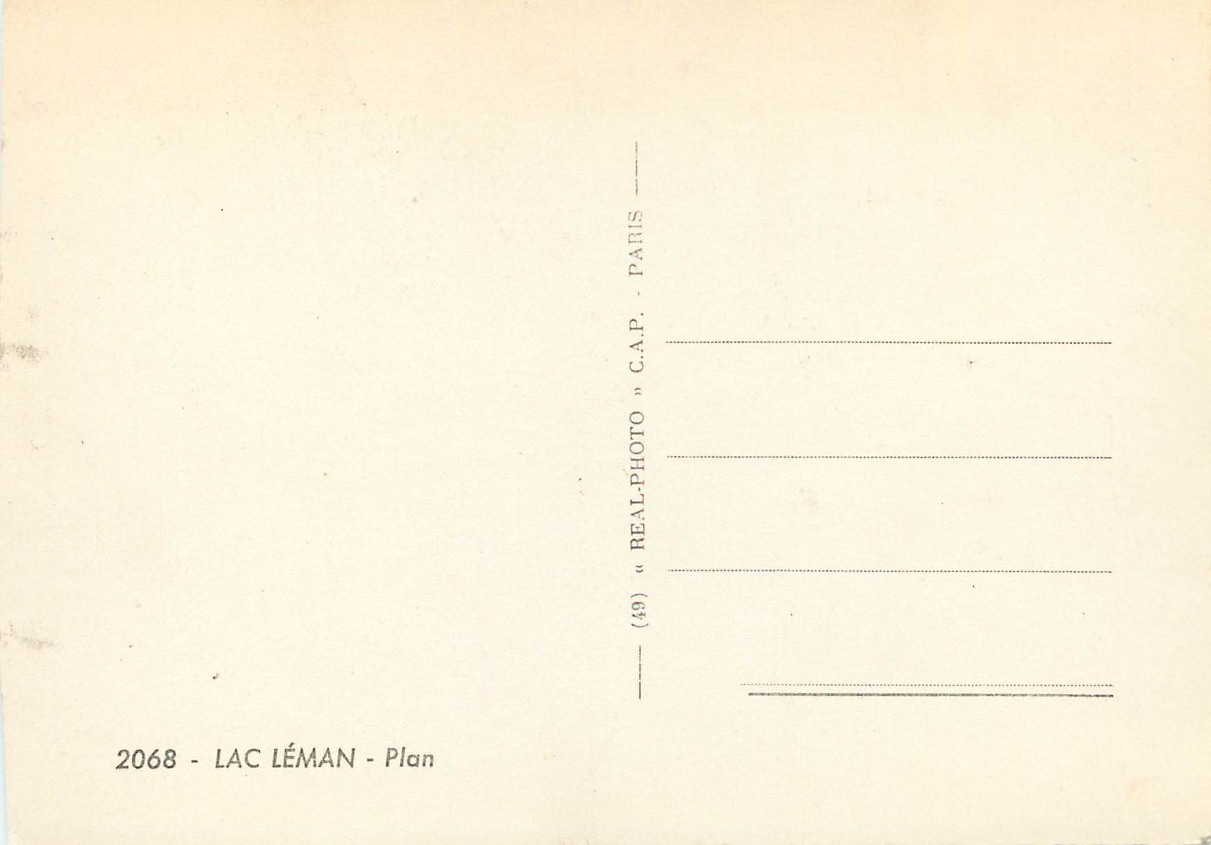 Lac Léman — Plan — « REAL-PHOTO » C.A.P. Paris — Back