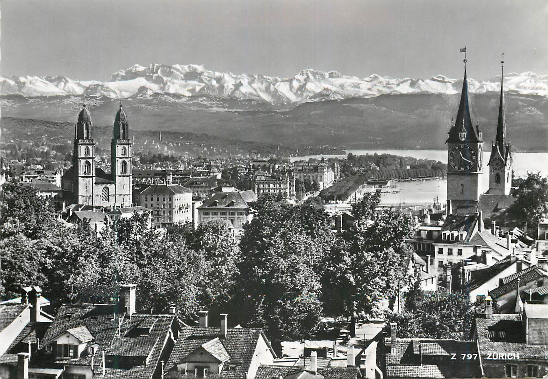 Vue de Zurich — montagnes enneigées en arrière-plan — éditeur Z 797