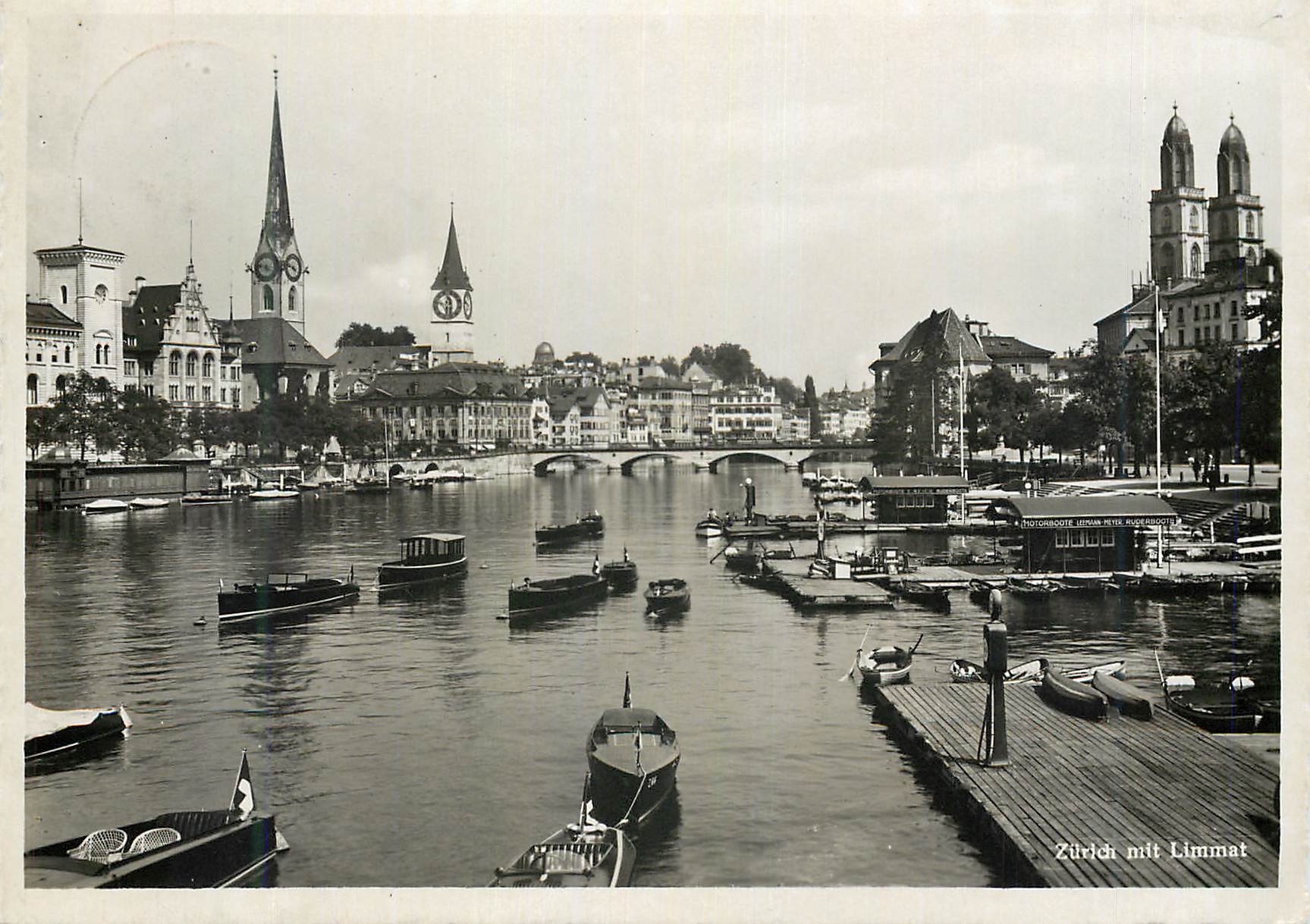 Zurich mit Limmat — vue du port et des églises — Photobooth Peter Auerbach