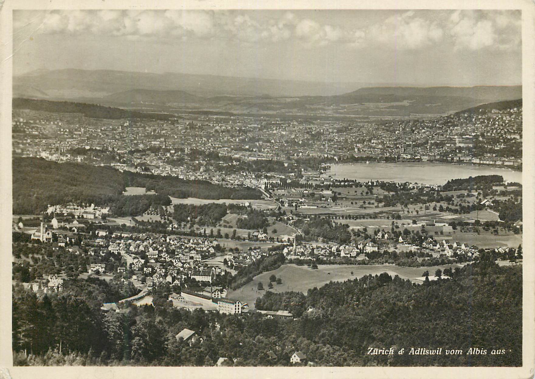 Zurich & Adliswil vom Albis aus — vue panoramique — J. Gaberoll, Thalwil