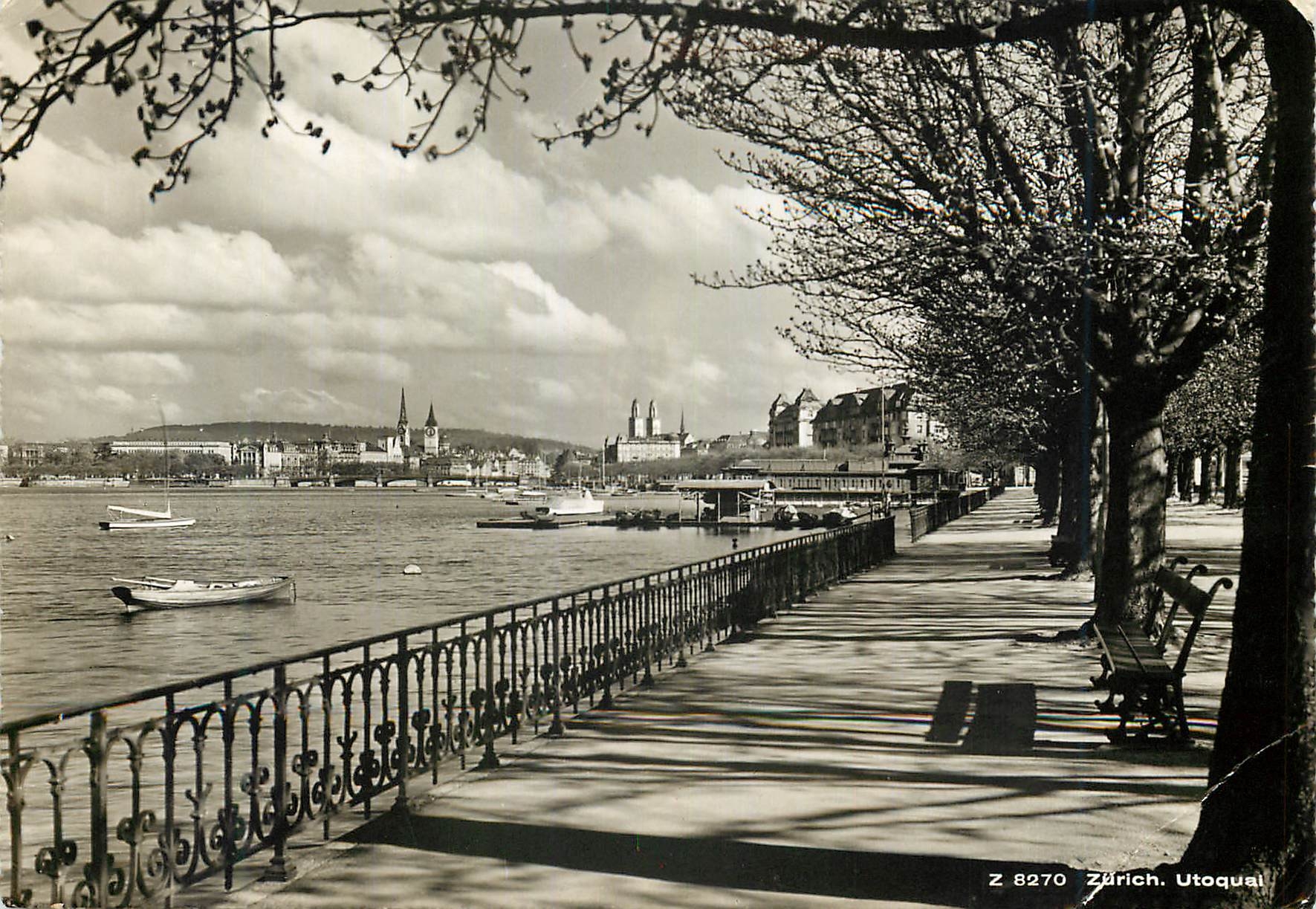 Zurich - Vue du lac avec promenade et bateaux — Z 8270, éditeur Utoqual