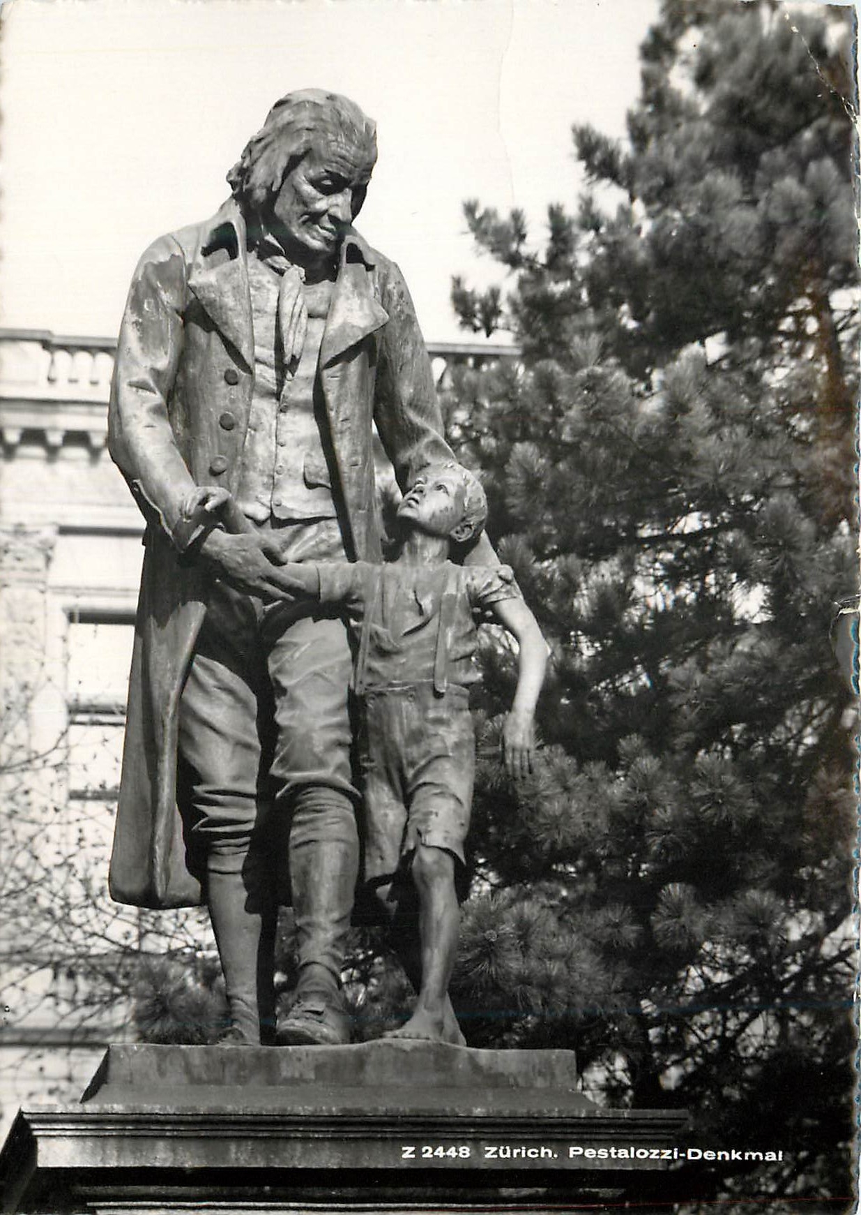 Zurich - Statue de Pestalozzi avec un enfant — Verlag Berninger & Pampaluchi, n° Z 2448