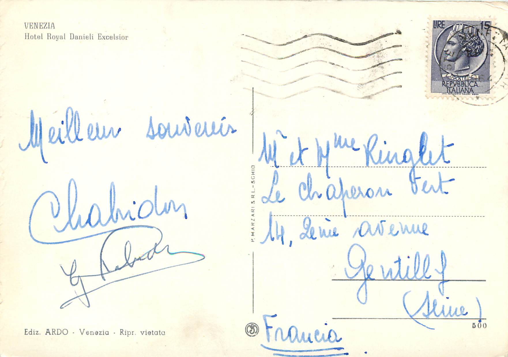 CPM Venezia Hotel Royal Danieli Excelsior — Rückseite