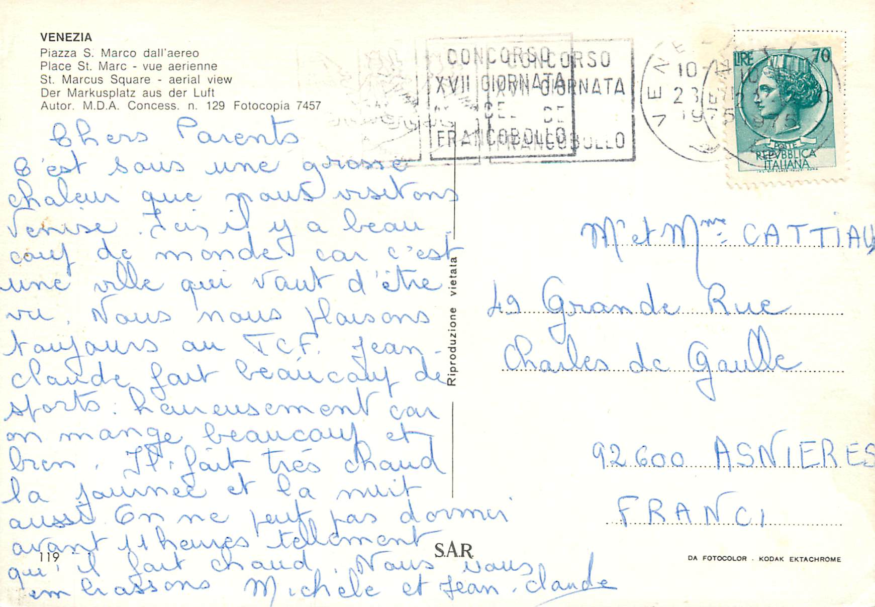 CPM Venezia Place Saint-Marc vue aerienne — Rückseite