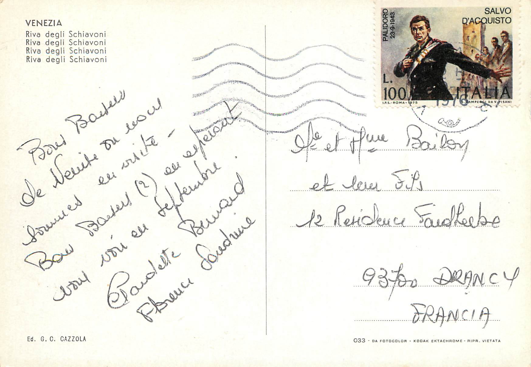 CPM Venezia Riva degil Schiavoni — Rückseite