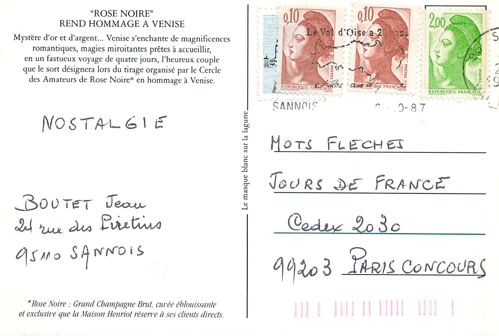 CPM Venezia Rose Noire — Rückseite