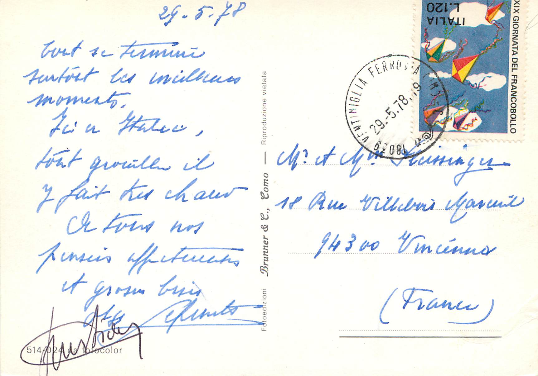 CPM Ventimiglia Riviera Dei Fiori — Rückseite