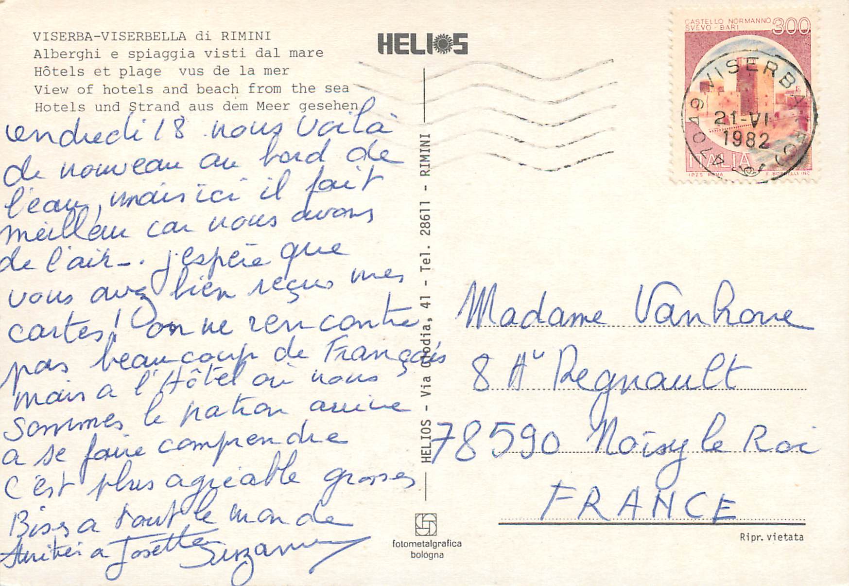 CPM Viserba Hotels et plage vu de la mer — Rückseite