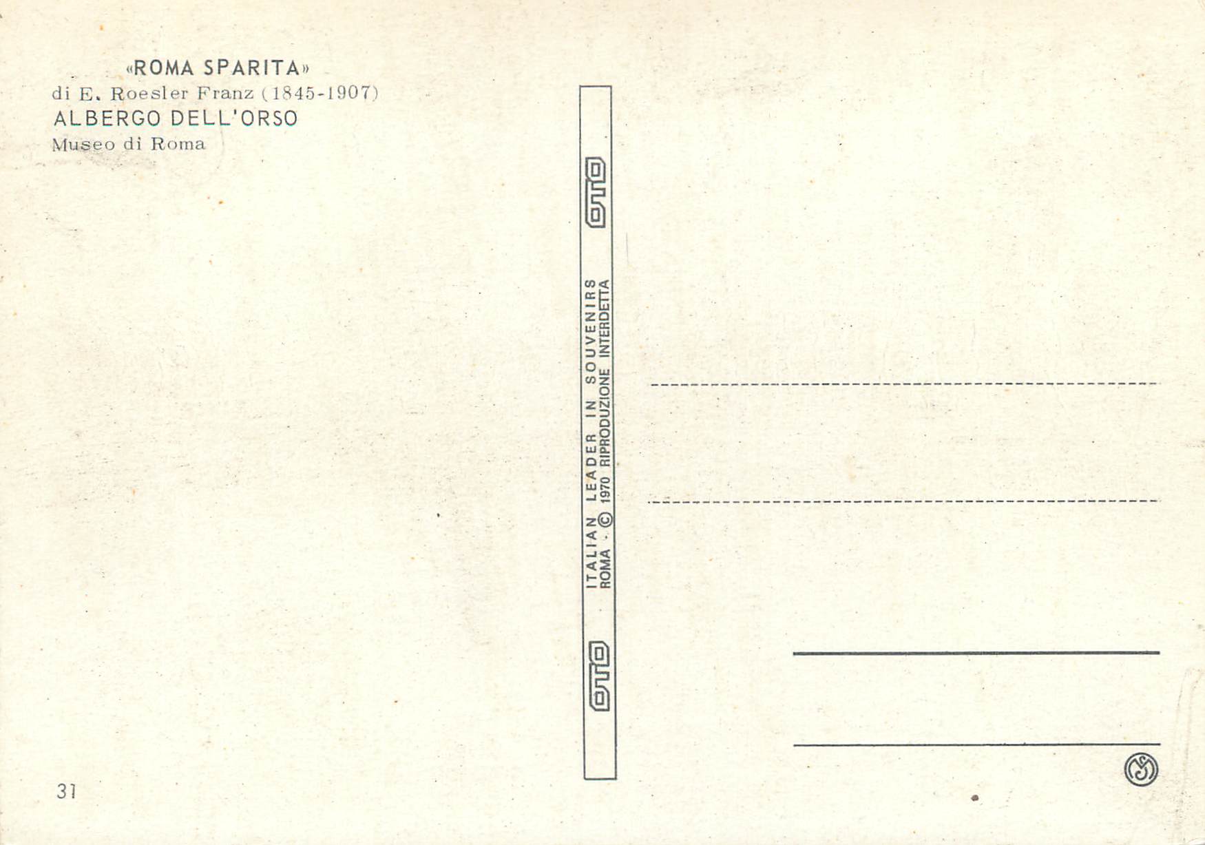 CPM Roma Albergo dell'Orso Museo di Roma — Rückseite