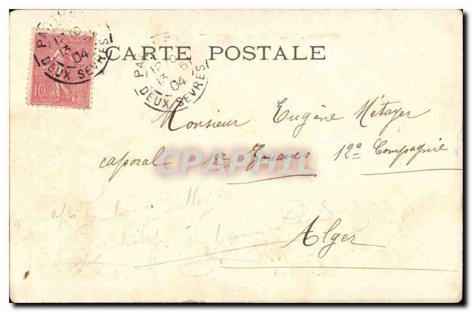 CPA Fantaisie Folklore Les treize jours d'un Tringliot — Rückseite