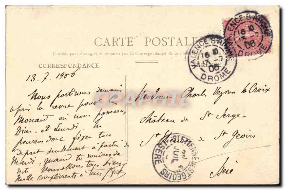 Valence - Rue et Église Notre-Dame — N.G. Valence — Rückseite