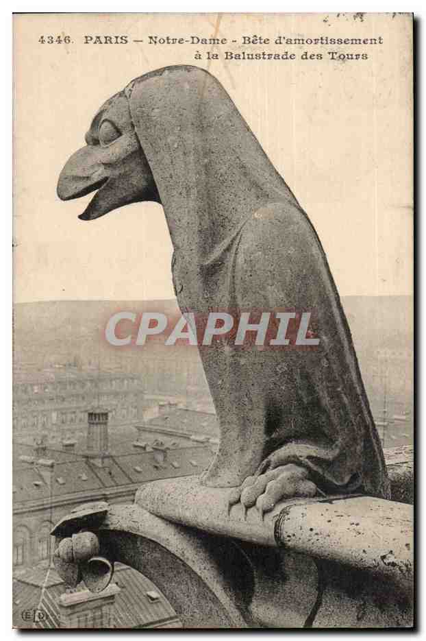 Paris CPA Notre DAme Bete d'amortissement a la balustrade des tours
