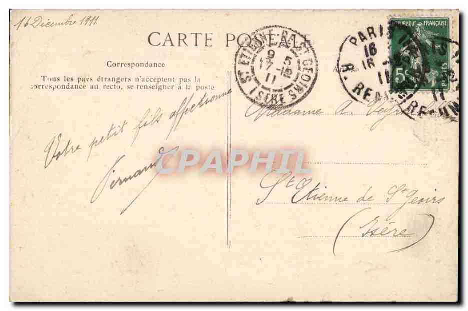 Paris CPA Notre DAme Bete d'amortissement a la balustrade des tours — Verso