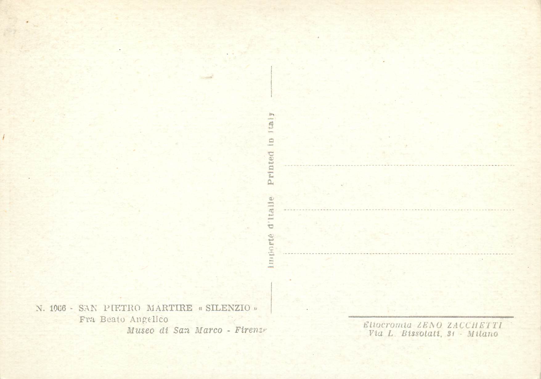 CPM Firenze San pietro martire silenzio fra beato agelico museo di san marco — Rückseite