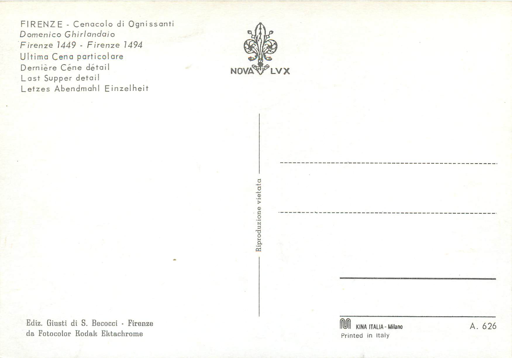 CPM Firenze 1449 derniere cene detail — Verso