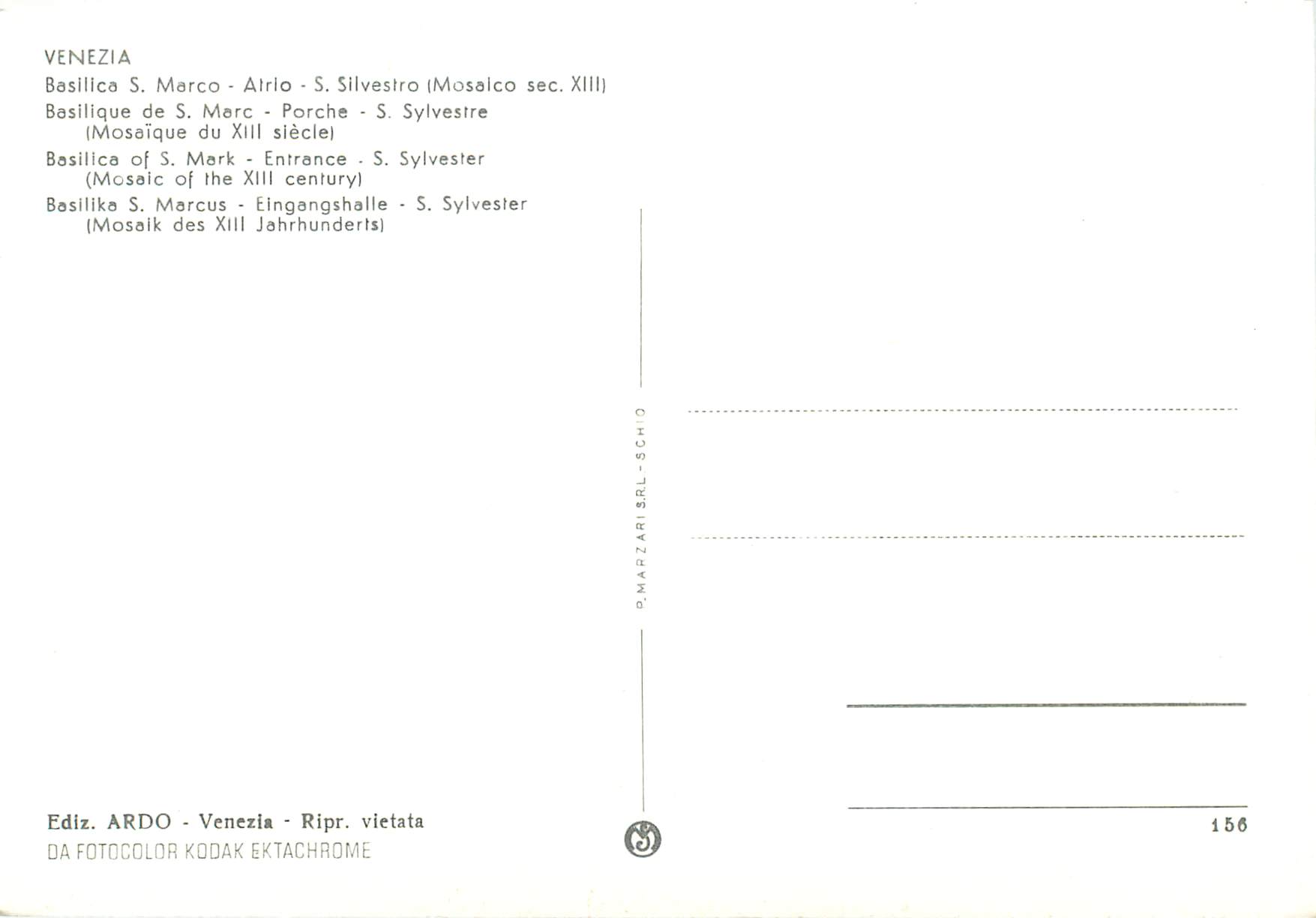 CPM Venezia basilique de s marc porche s sylvestre (mosaique du XIII s) — Rückseite