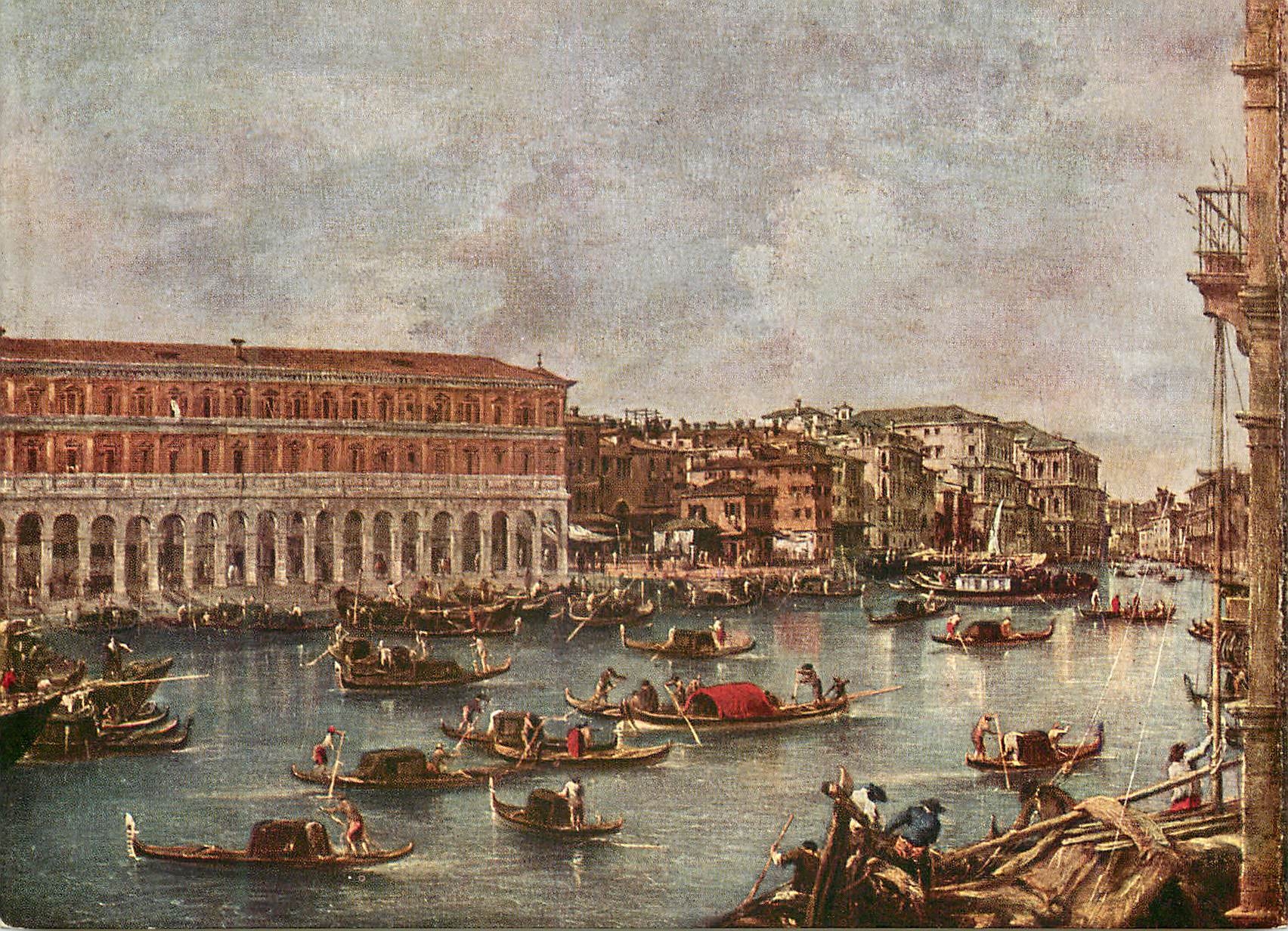Vue du Grand Canal de Venise — de Rialto vers San Marco — par Francesco Guardi — Éditions Del Milione, série N. 107