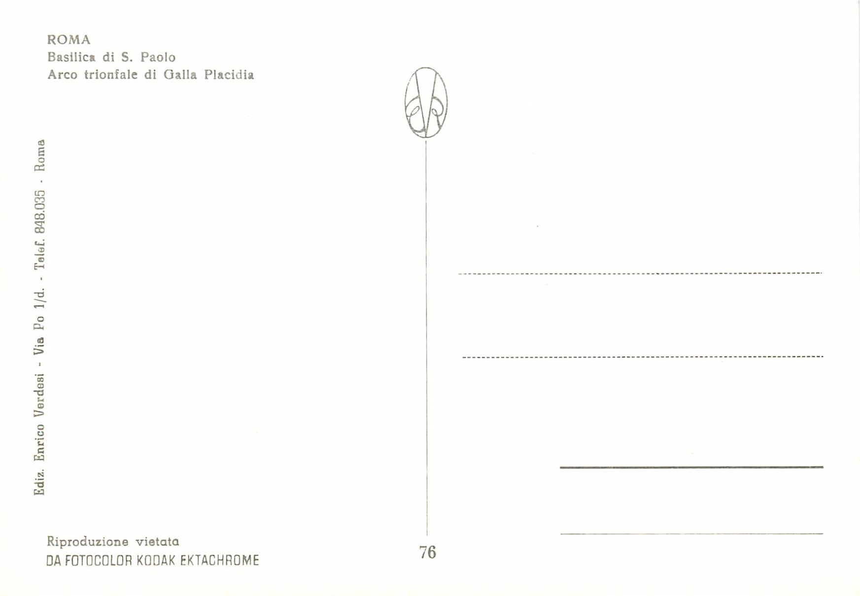 CPM Roma basilica di s paolo areo trionfale di galla placidia — Rückseite