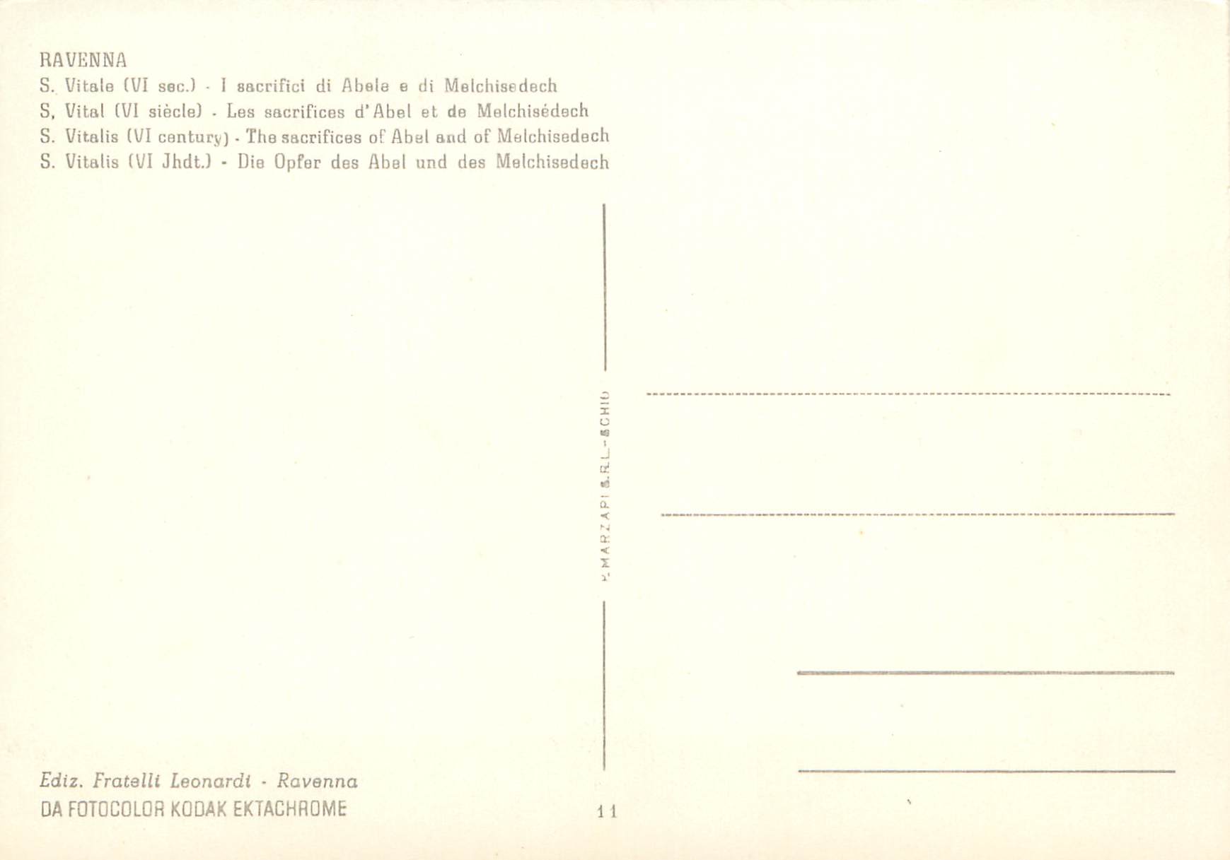 CPM Ravenna s vital (VI s) les sacrifices d'abel et de melchisedoch — Rückseite