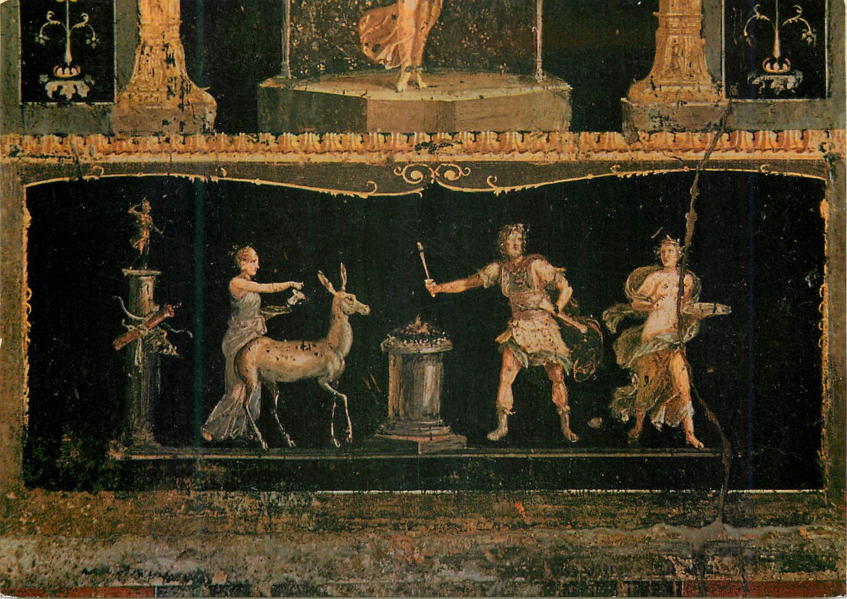 CPM Pompei maison des vetti triclinium la biche sacree