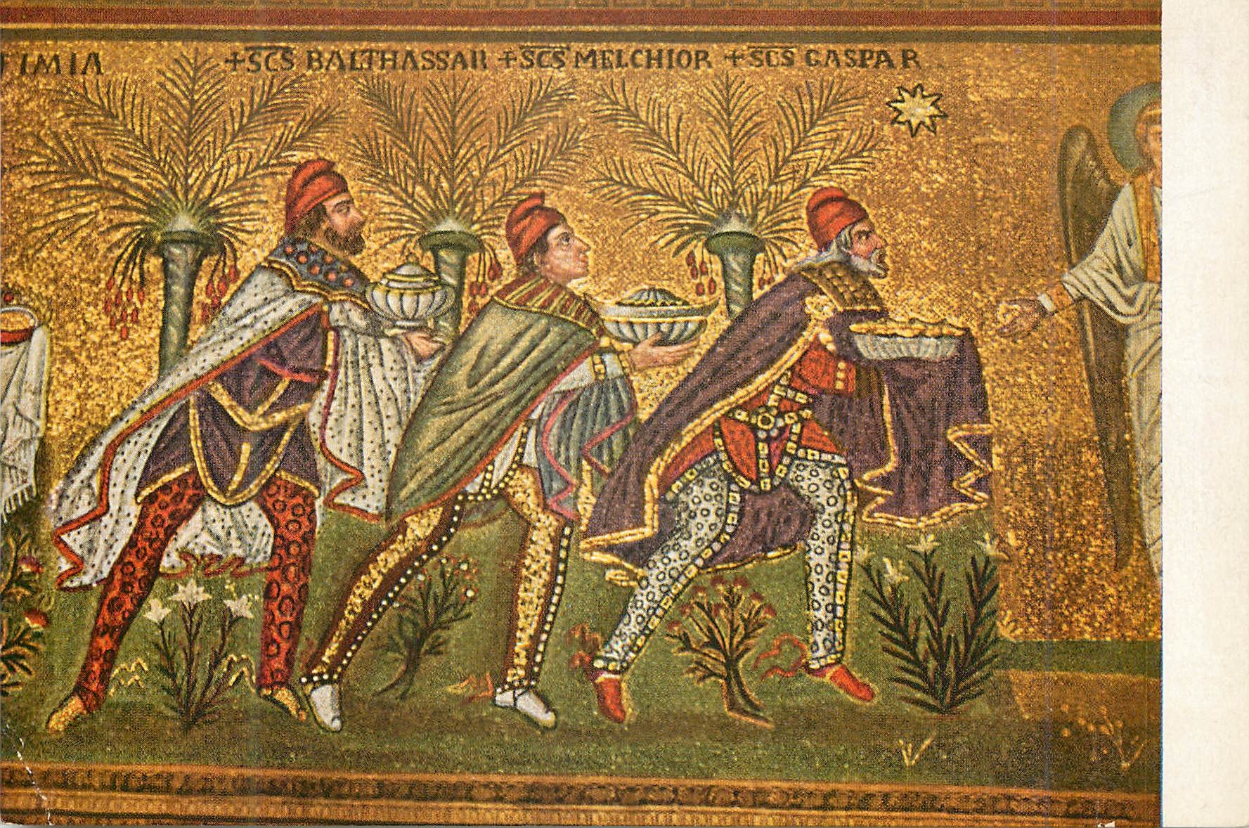 Les Rois Mages — Mosaïque de la Basilique de St. Apollinaire Nuovo — Éd. Fotocolor, Bologna