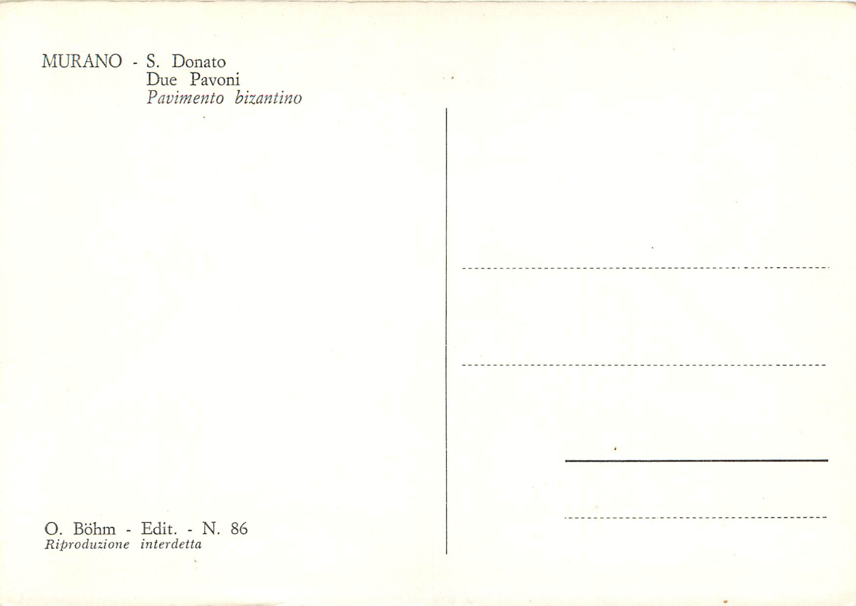 CPM Murano S Donato Due Pavoni Pavimento bizantino — Rückseite