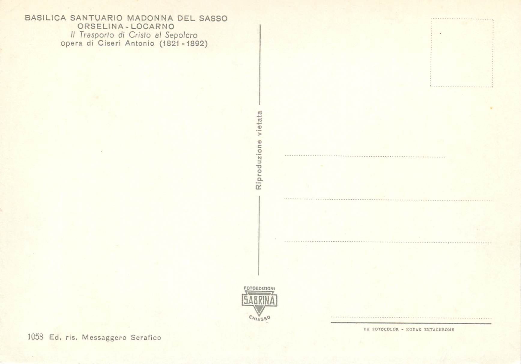 CPM Basilica santuario madonna del sasso orselina locarno ii trasporlo di cristo al sepolcro opera di ciseri antonio (18 — Rückseite