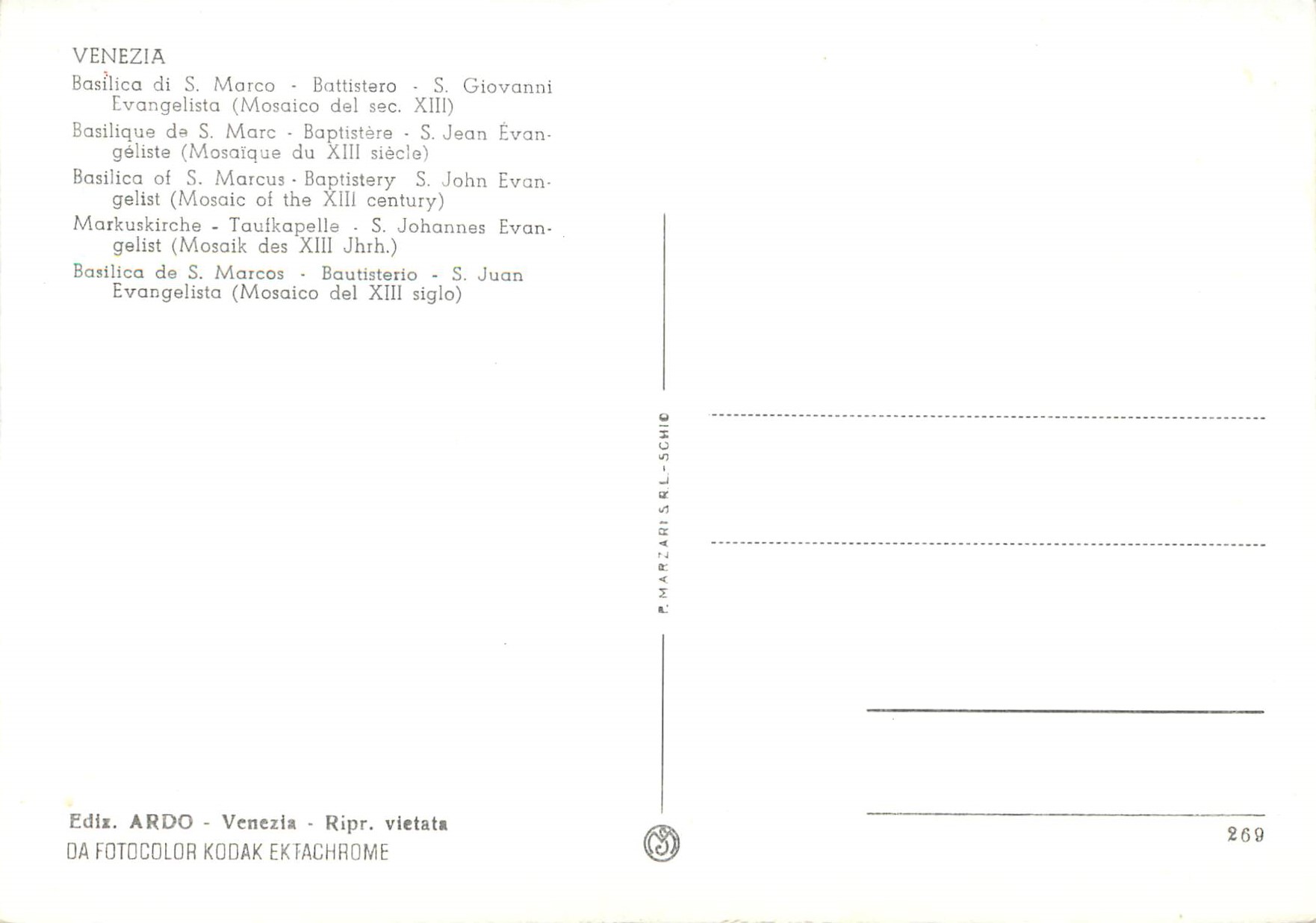 CPM Venezia basilique de s marc baptistere st jean evangeliste (mosaique du XIII s) — Rückseite