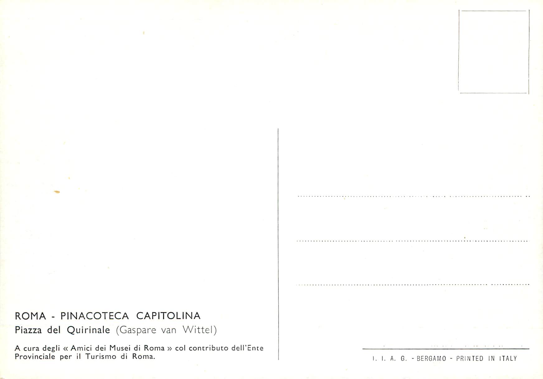 CPM Roma pinacoteca capitolina piazza del quirinale (gaspare van wittel) — Rückseite