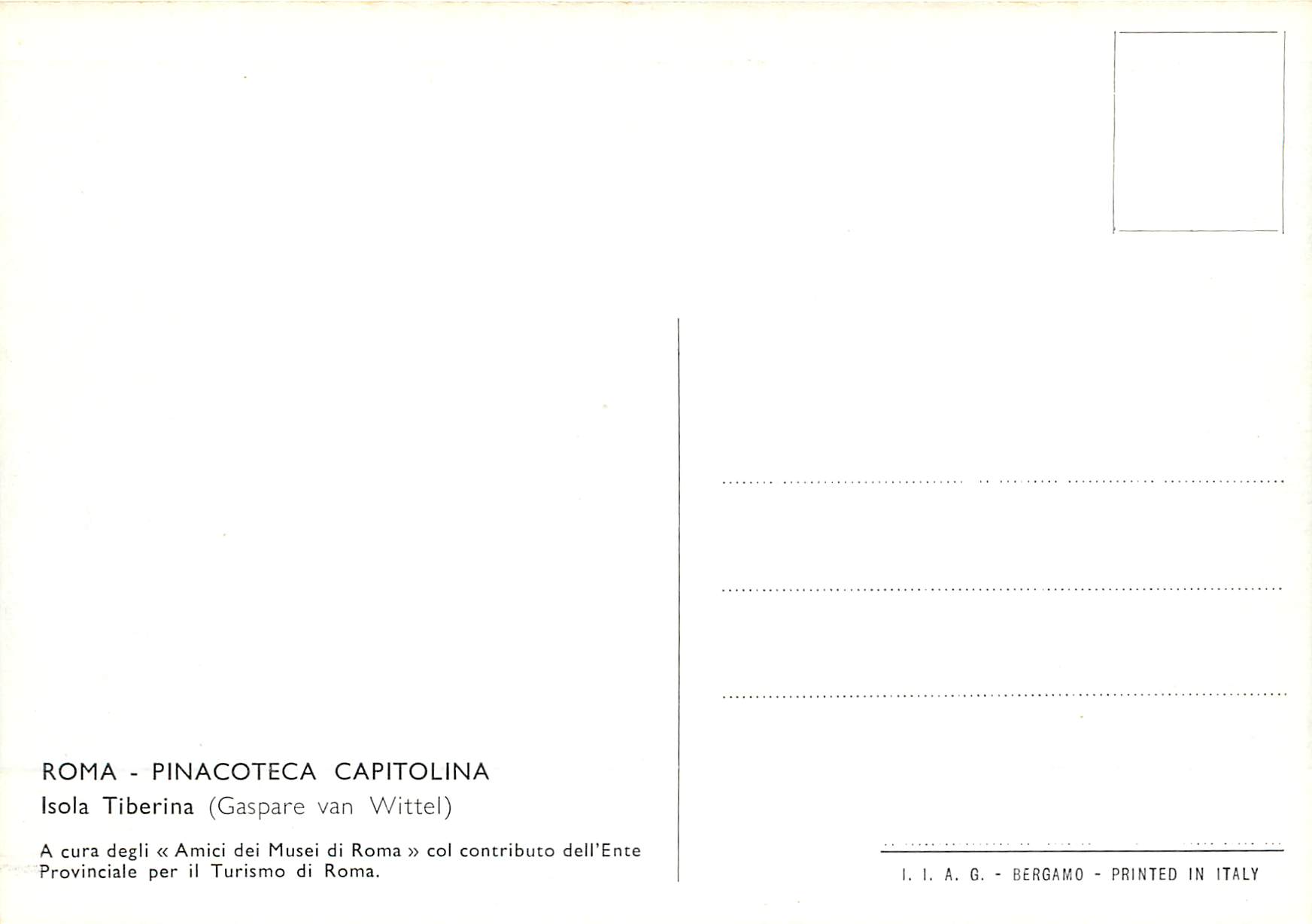 CPM Roma pinacoteca capitolina isola tiberna (gaspare van Wittel) — Rückseite