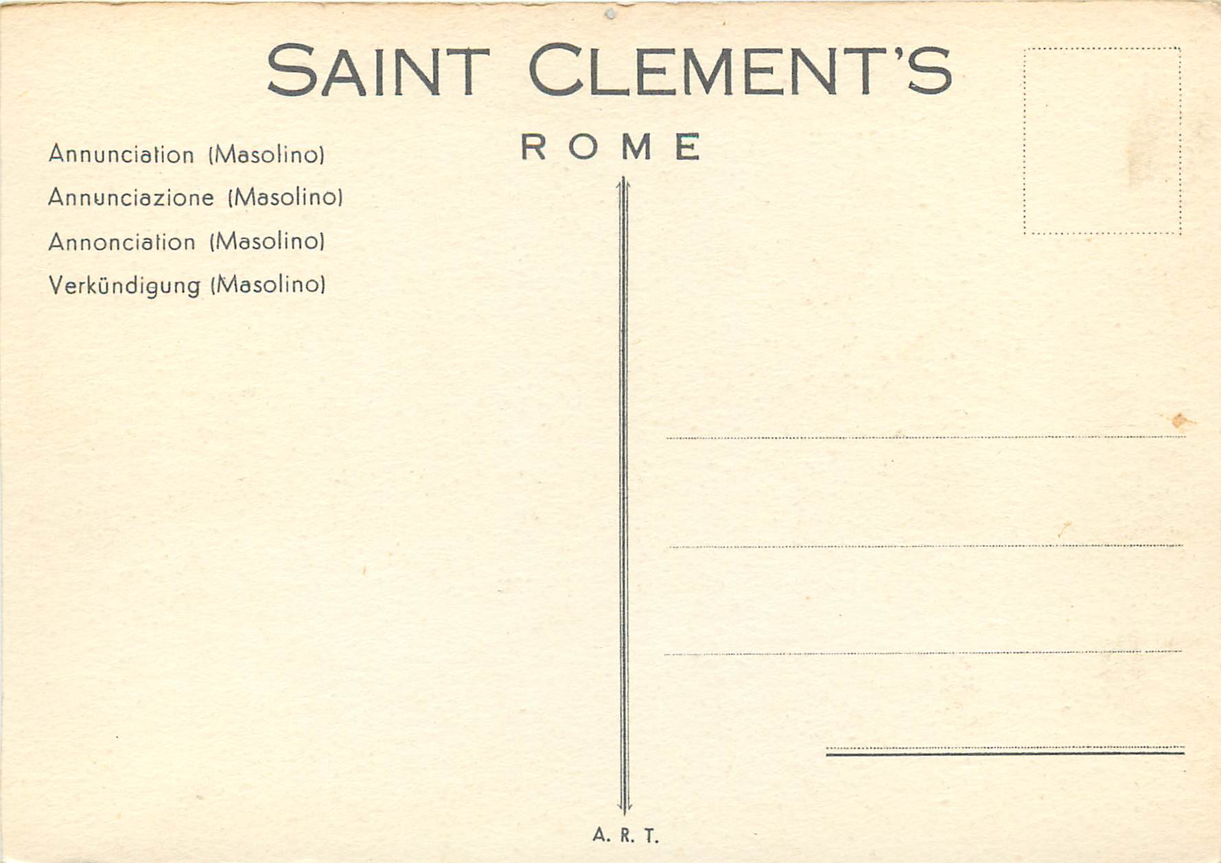 CPM Rome annonciation (masolino) — Rückseite