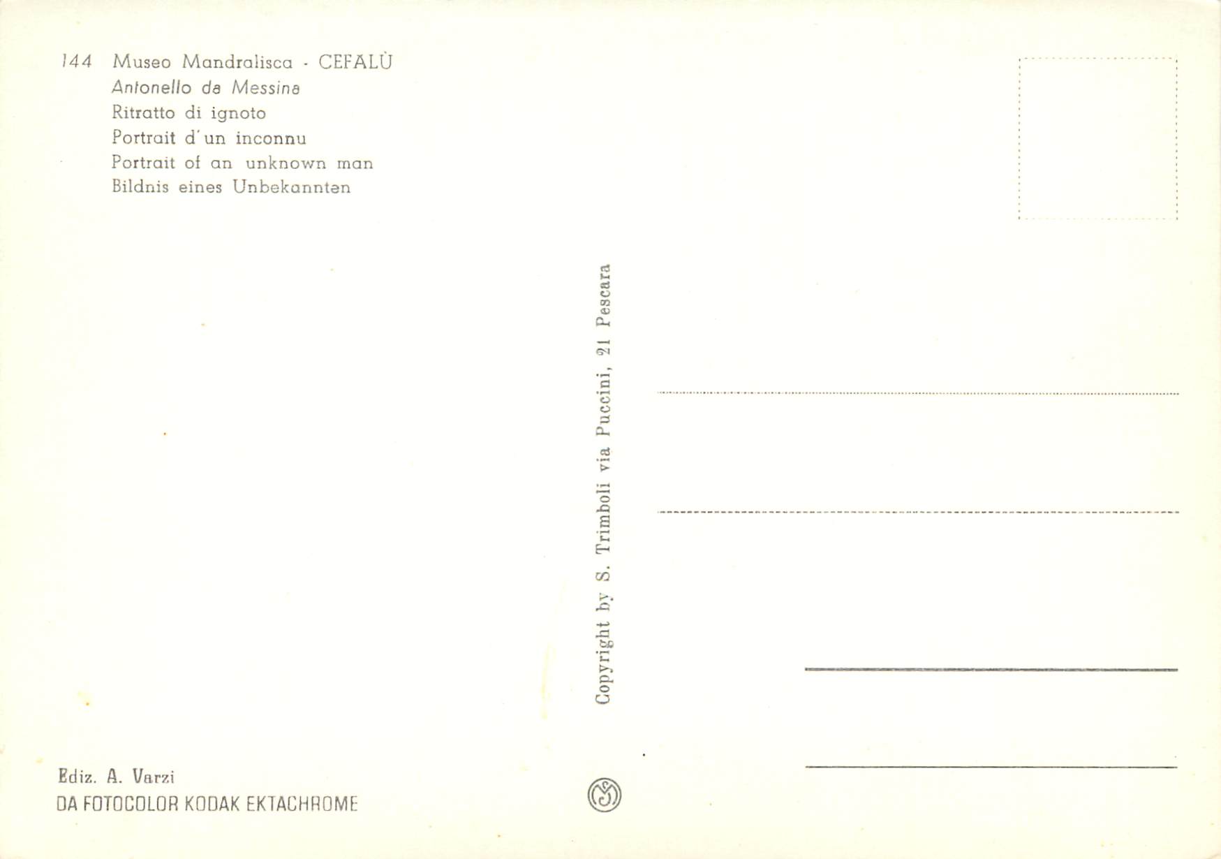 CPM Cefalu museo mandralisca portrait d'un inconu — Rückseite