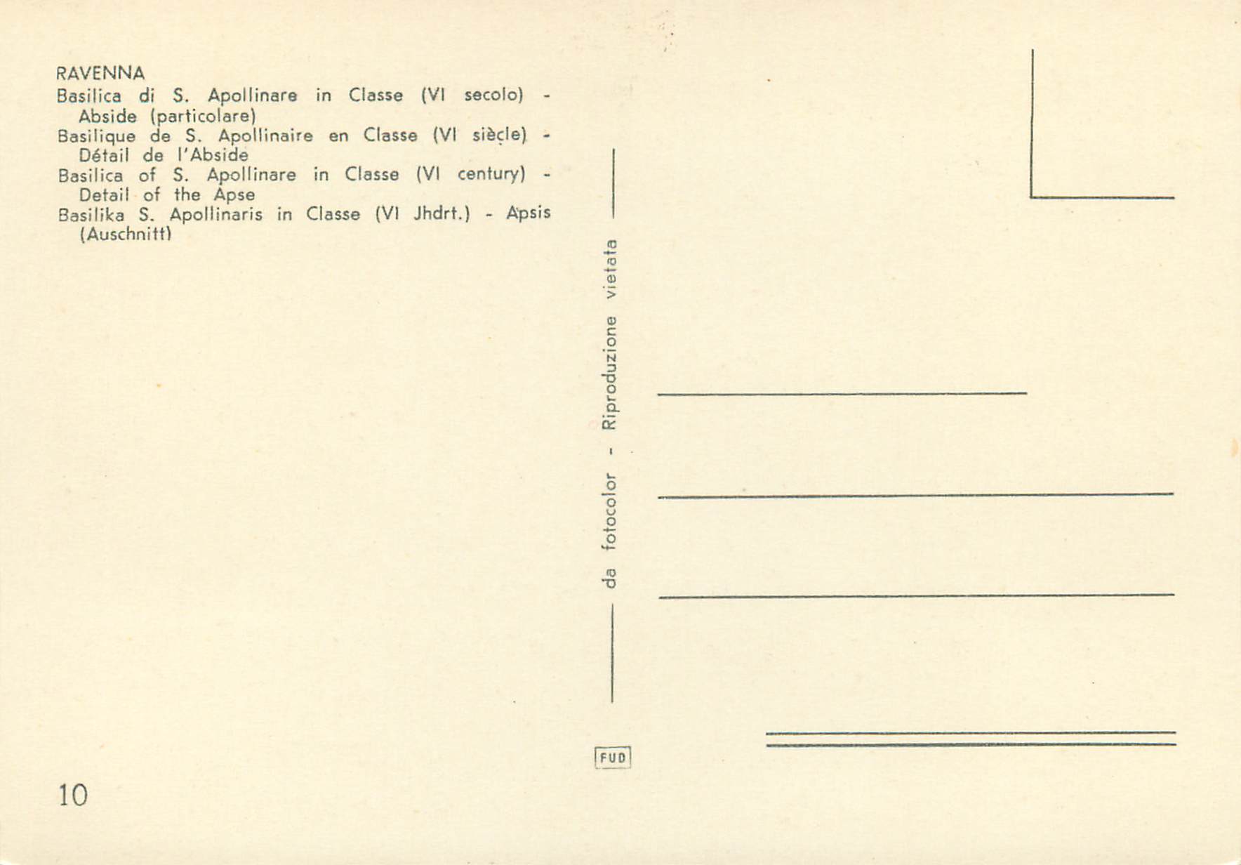 Basilique de S. Apollinaire en Classe — détail de l'abside (VIe siècle) — FUD, n°10 — Rückseite