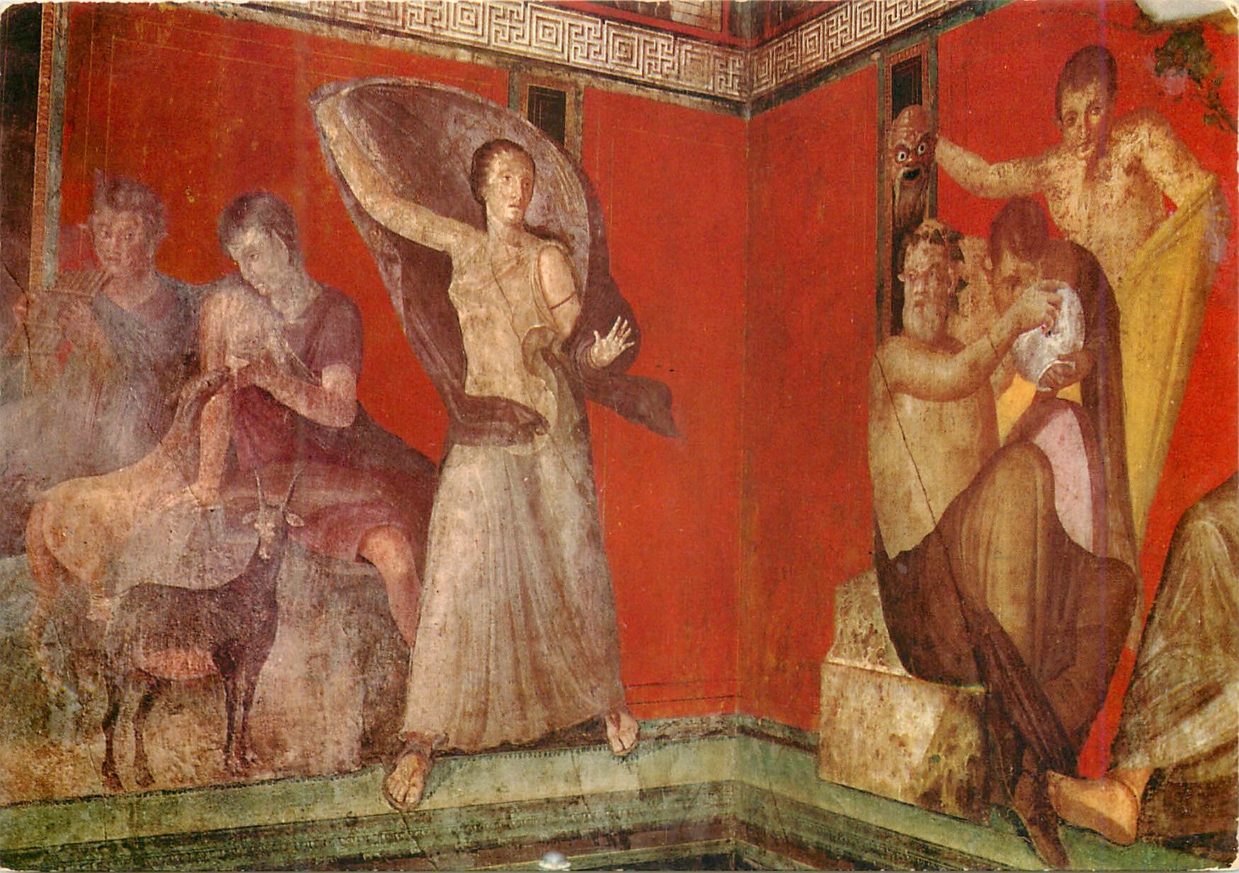 CPM Pompei la femme effrayee et silene avec saly musterios' villa