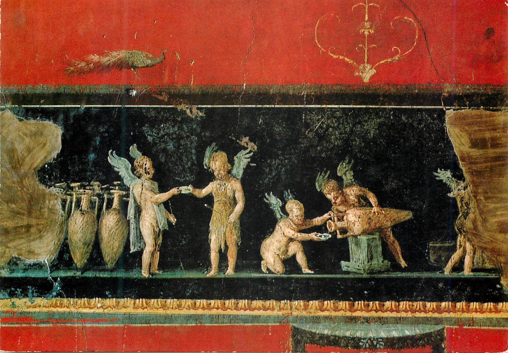 CPM Pompei maison des vetti frise avec amours (detail)