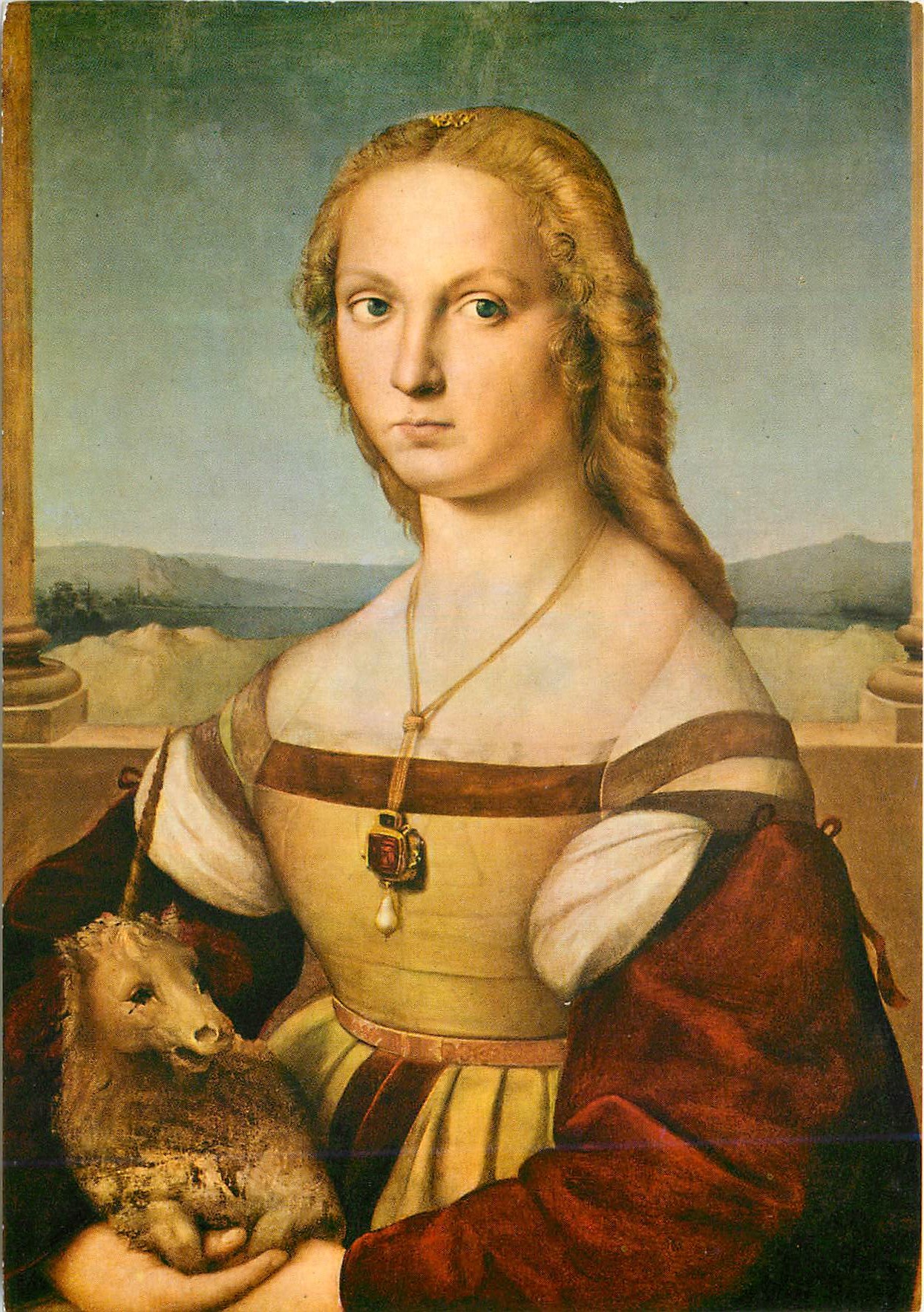 CPM Roma galleria borghese portrait de jeune femme avec l'unicorne