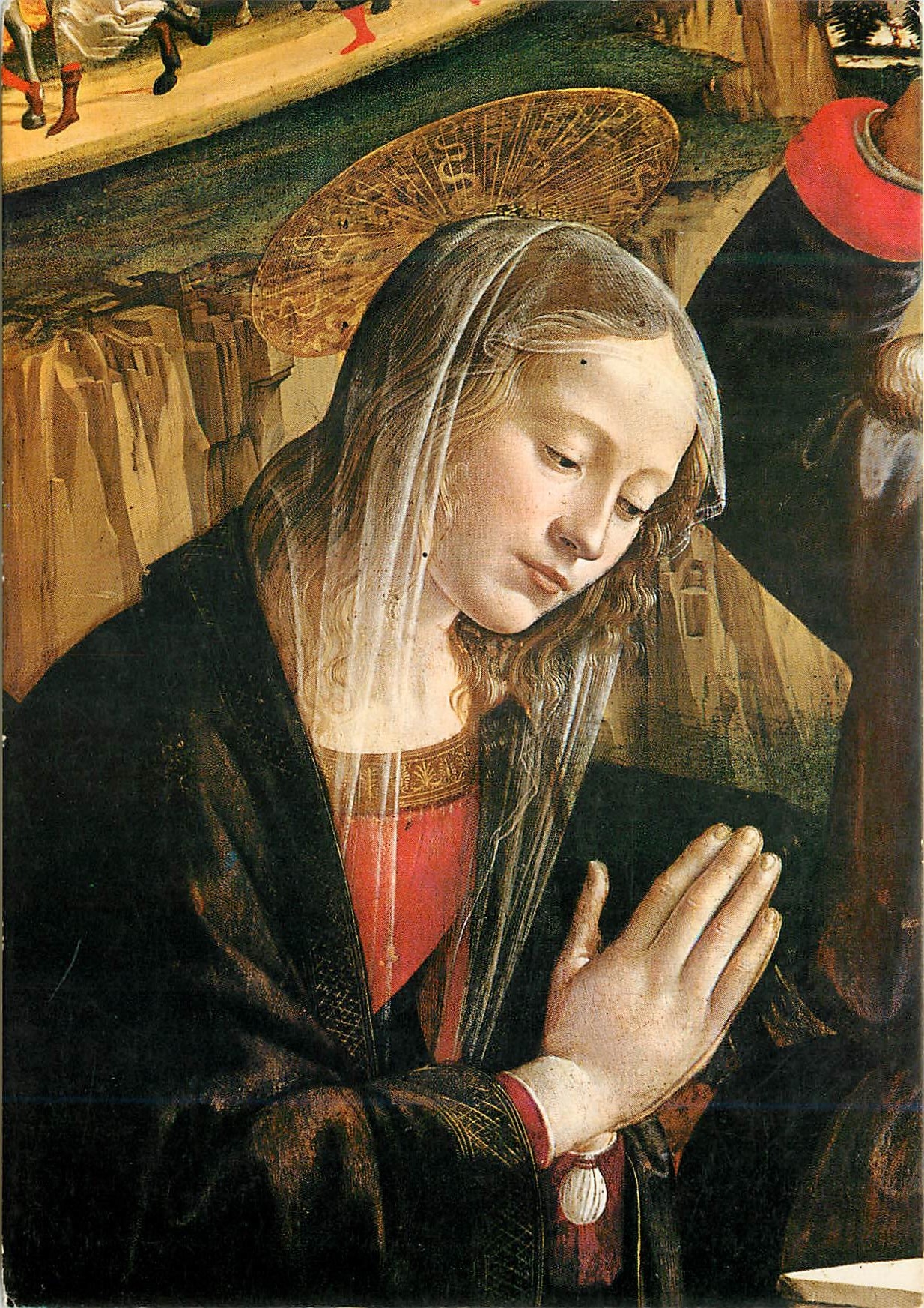 CPM Firenze chiesa di s trinita cappella sassetti adoration des mages (detail)